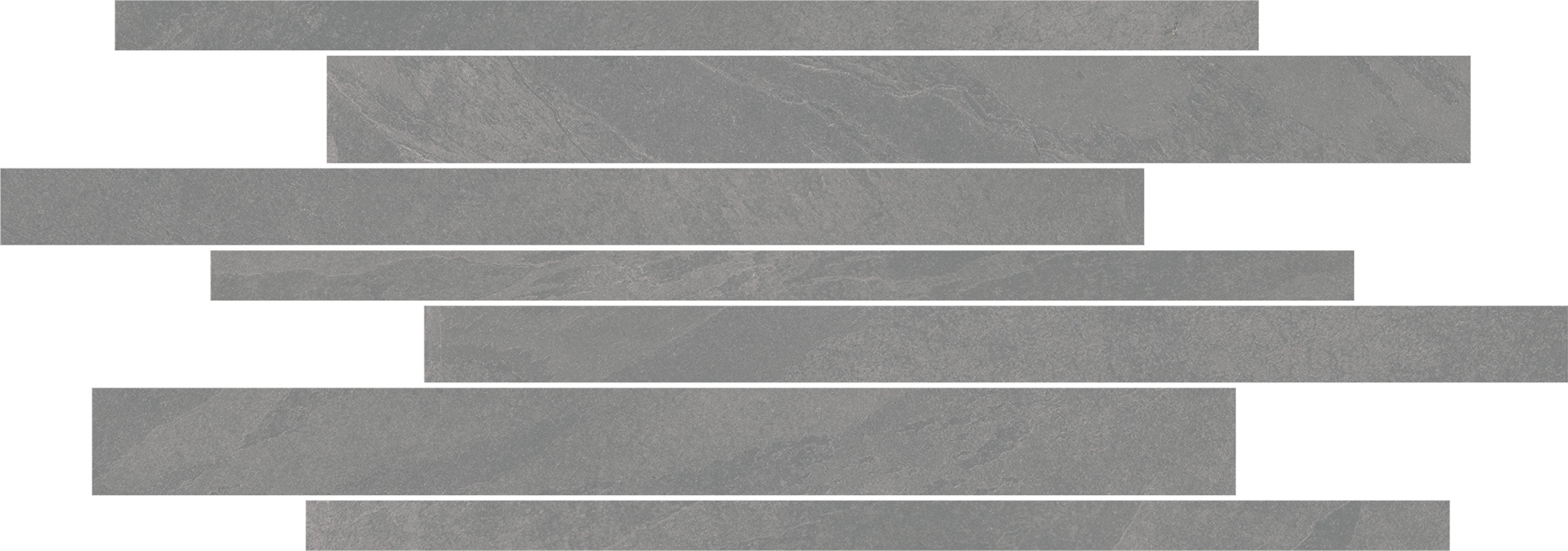 TREK Silver porcelain mosaic, top-down product view, 12"×24"×11/32" size. Premium porcelain for floors and walls.