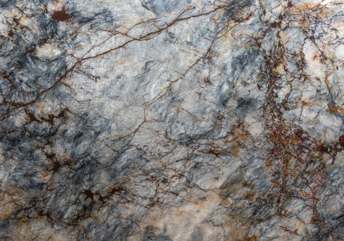 Quartzite Slabs Cristallo Azur quartzite slabs, top-down product view. Premium quartzite for floors and walls.