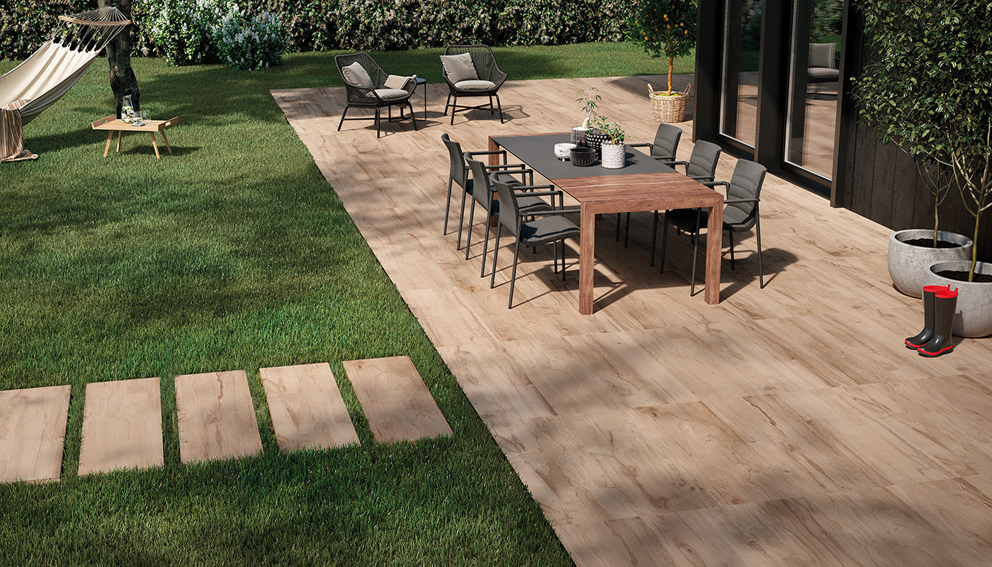 Millelegni Remake ROVERE OSSIDATO porcelain field tile by Emil, tecnica finish, 8"x48" size. Premium Italian porcelain for floors and walls.