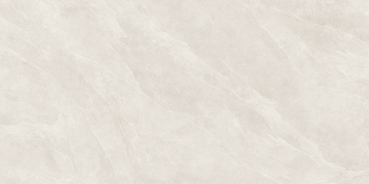 Level Stone Slate White porcelain field tile by Emil, naturale finish, 63 25/32"x127 9/16"x12-mm size. Premium Italian porcelain for floors and walls.