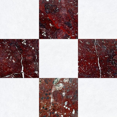 Polar White & Rosso Levanto Checkerboard – Marble collection