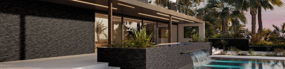 EXPLORE Arctic White porcelain pavers, lifestyle installation view 3, 12"×24"×11/32" size. Premium porcelain for floors and walls.