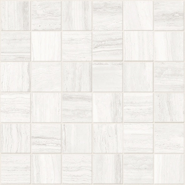 SILK: Light Porcelain 2X2 Straight Stack Mosaic (12"x12"x8-mm | matte)