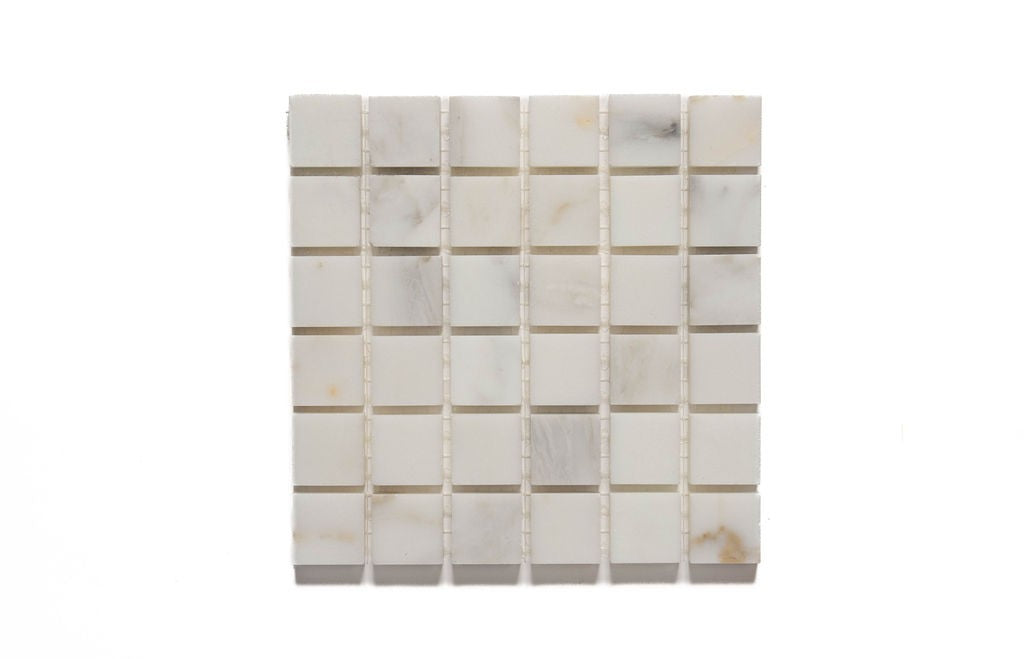 Calacatta Gold Calacatta Gold / Statuario marble mosaic, top-down product view, 12"×12" size. Premium marble for floors and walls.