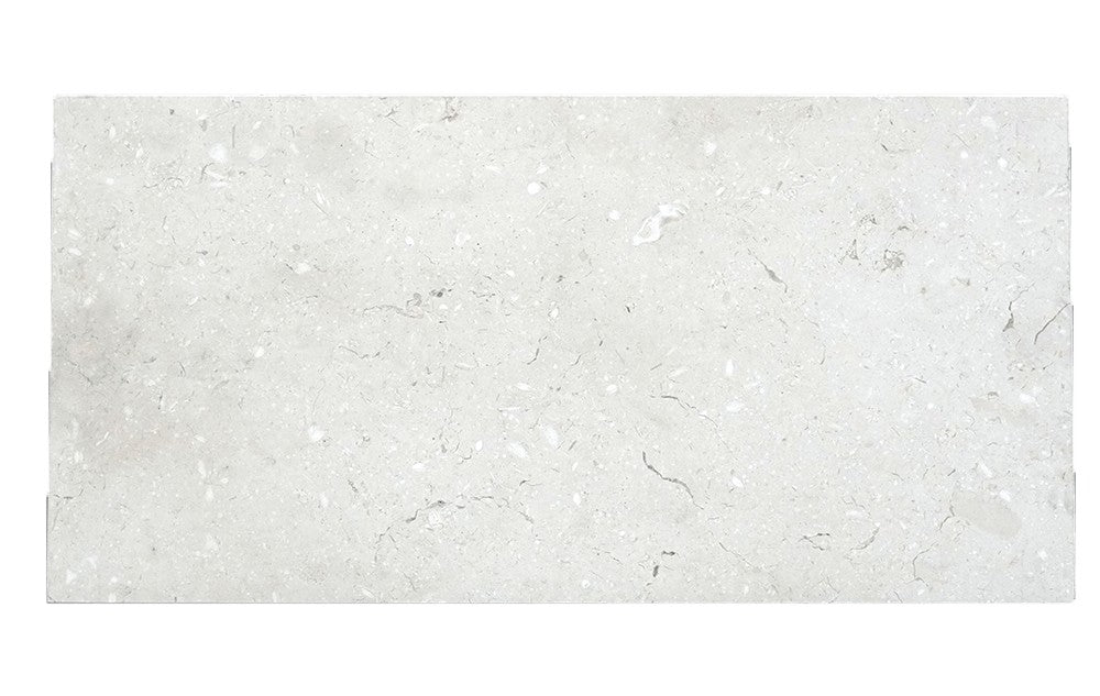 Ismailia Cream limestone field tile, top-down product view, 3"×12"×5/8" size. Premium limestone for floors and walls.
