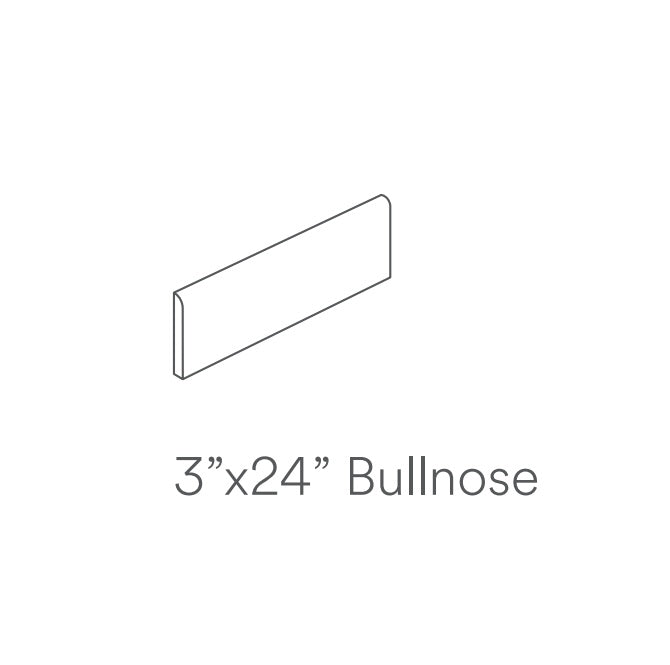 GRAYSTONE: Dark Porcelain Bullnose Trim (3"x24"x8-mm | matte)