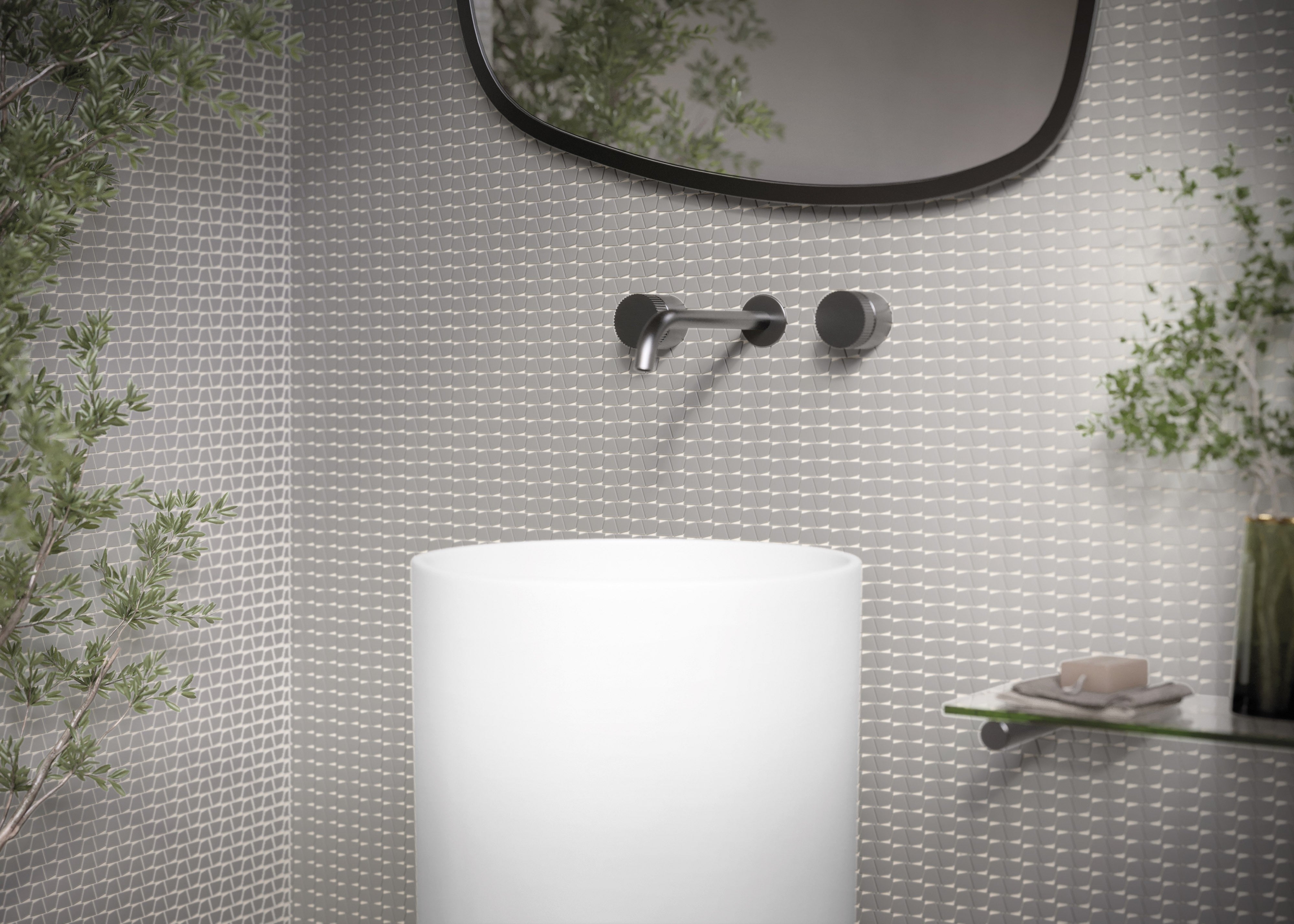 CADENCE GLASS: Steel String Irregular Stack Mosaic (12"x12"x6-mm | matte | pressed)