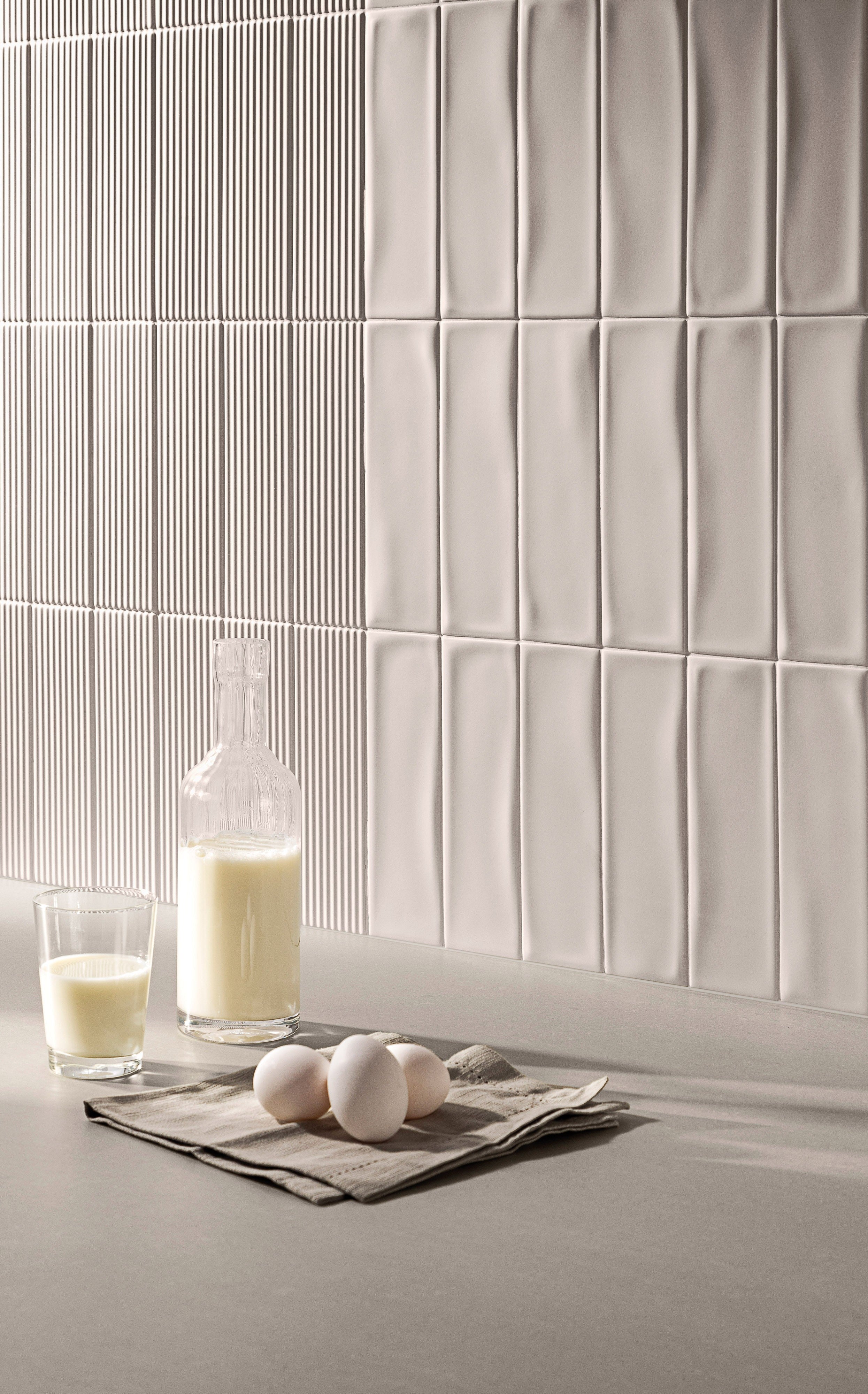 CANVAS RHYTHM: Canvas Dawn Groved Field Tile (3"x10"x7.4-mm | matte | pressed)