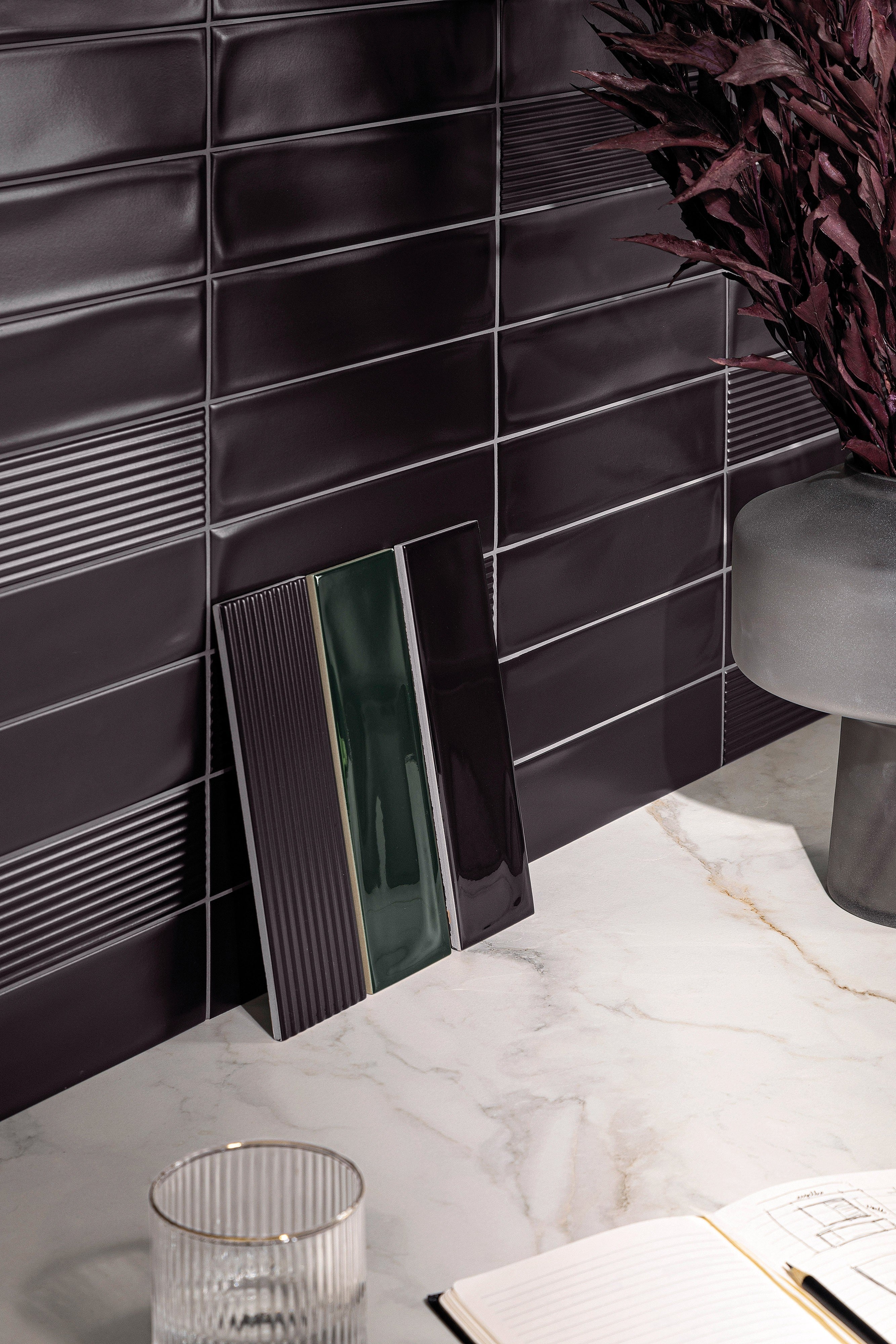 CANVAS RHYTHM: Canvas Noir Field Tile (3"x10"x7.4-mm | glossy | pressed)