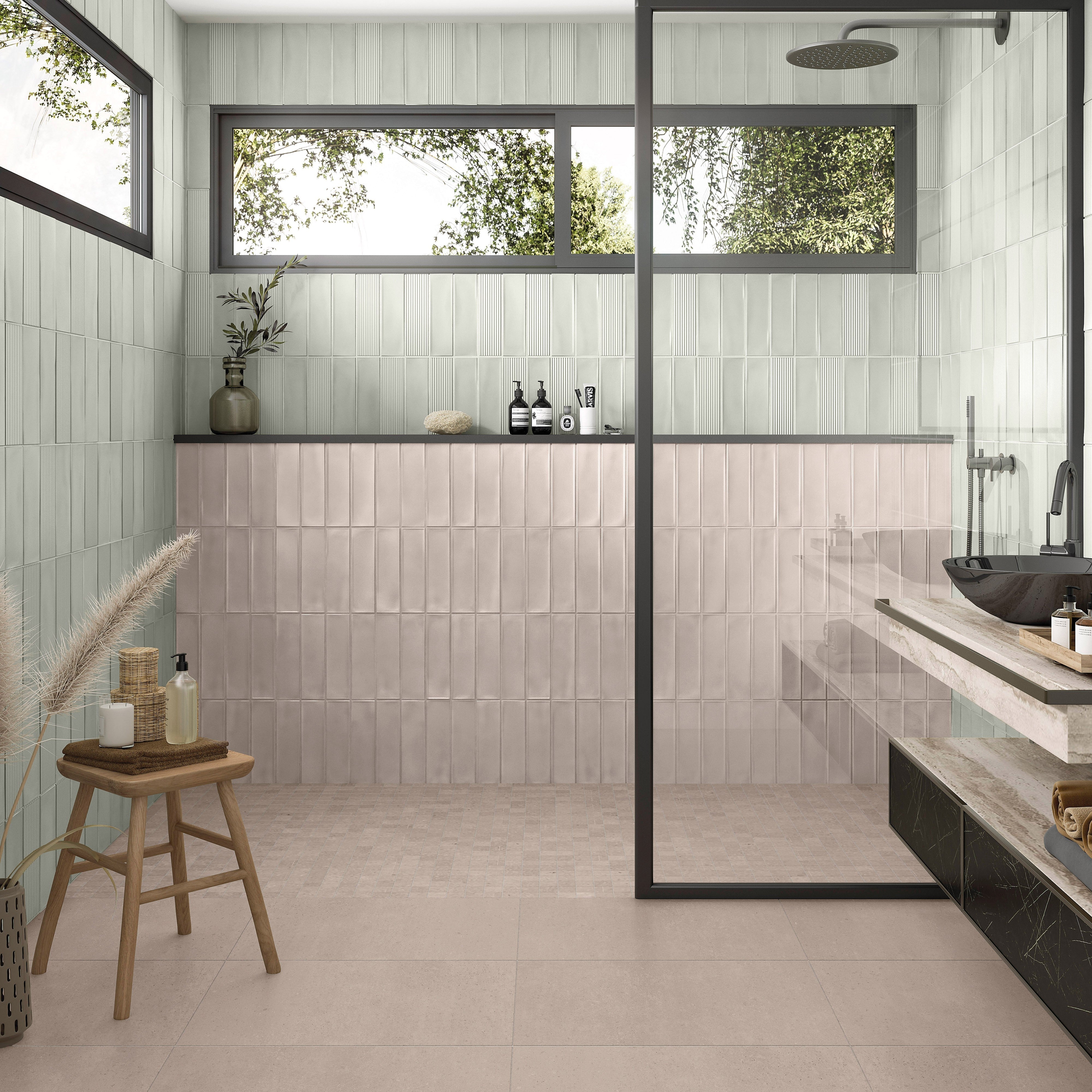 CANVAS RHYTHM: Canvas Sage Field Tile (3"x10"x7.4-mm | glossy | pressed)