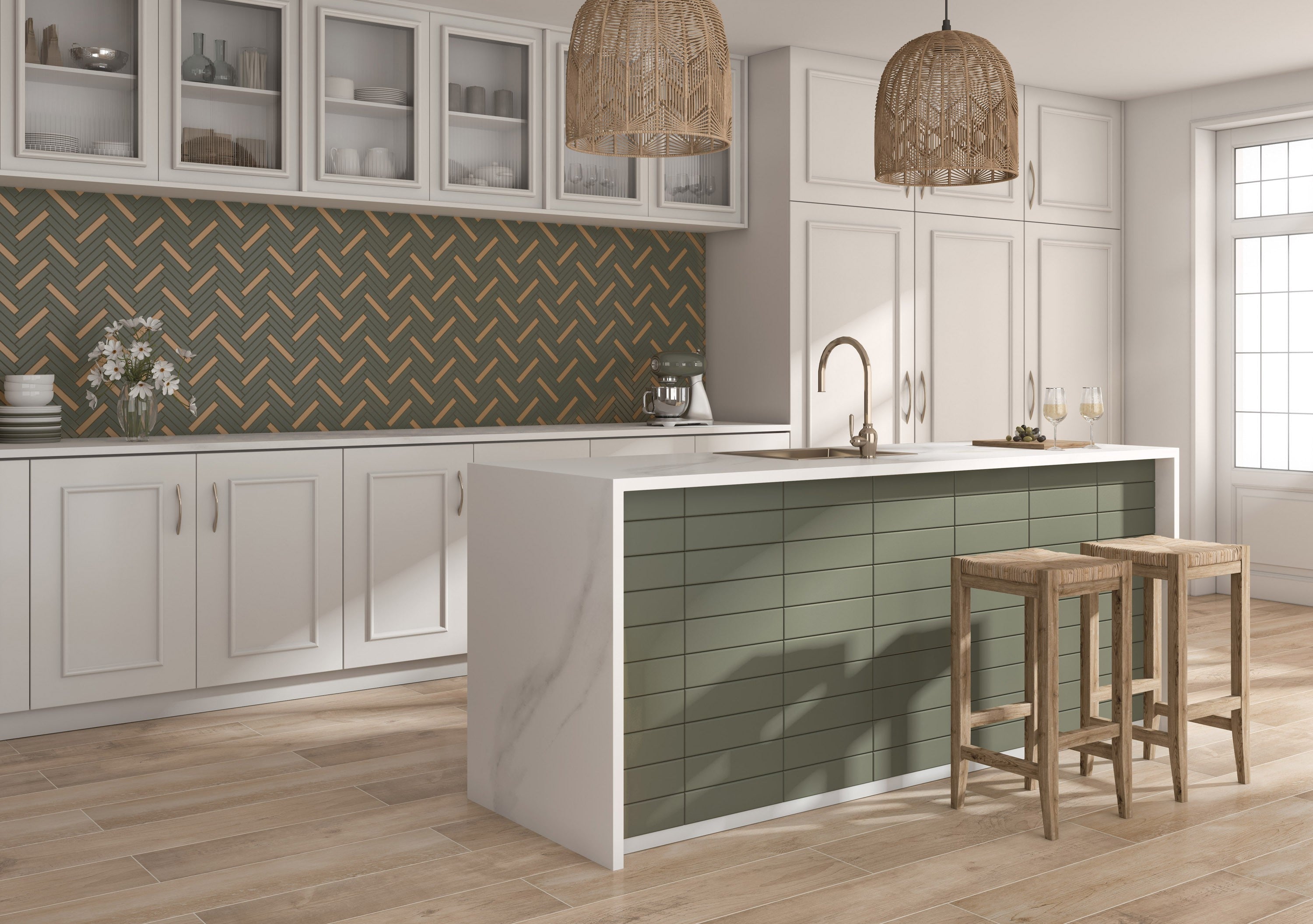 EARTHLY IMPRESSIONS: Cactus Whisper Field Tile (3"x14"x8-mm | matte | pressed)