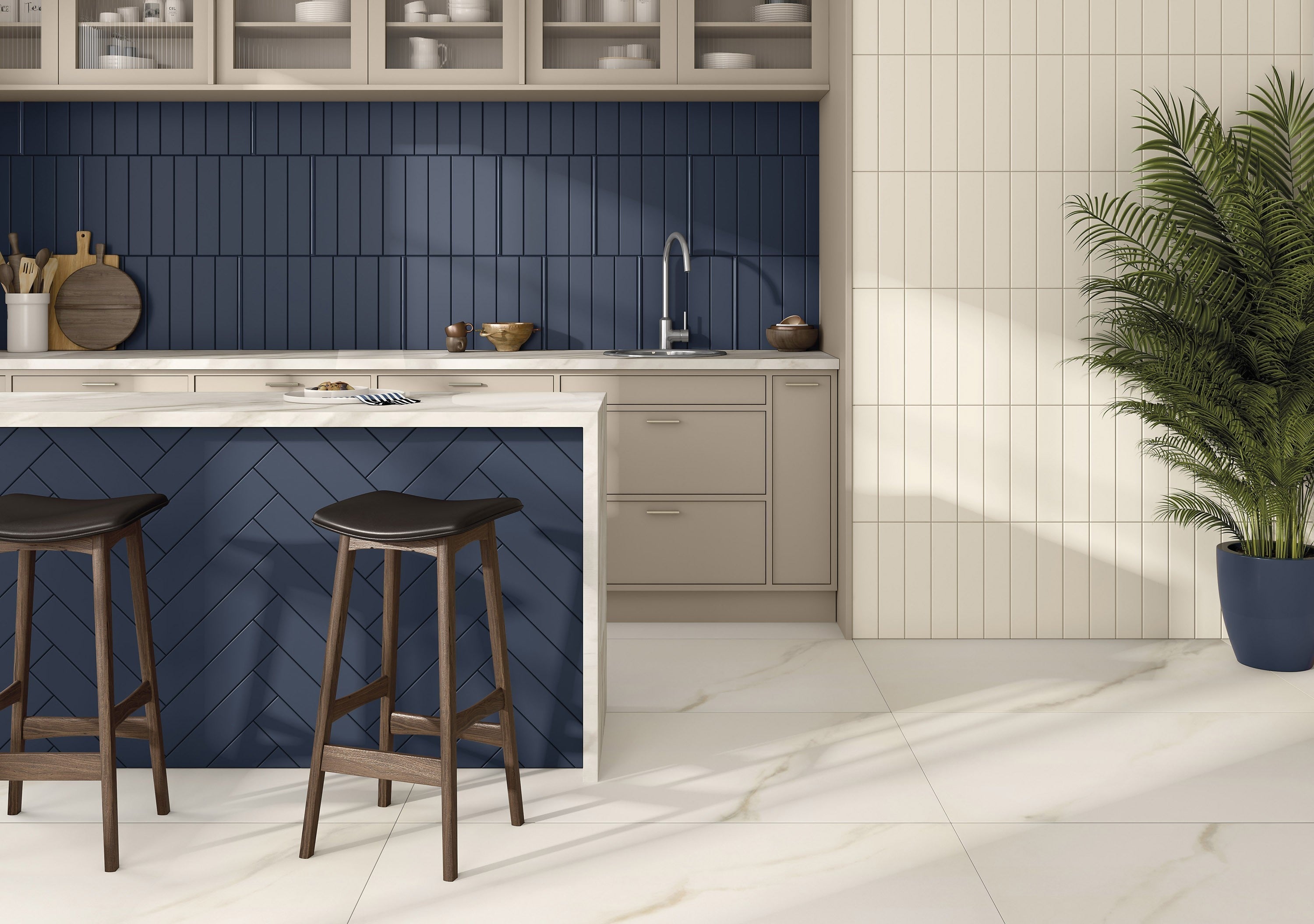 EARTHLY IMPRESSIONS: Lagoon Serenity Field Tile (3"x14"x8-mm | matte | pressed)