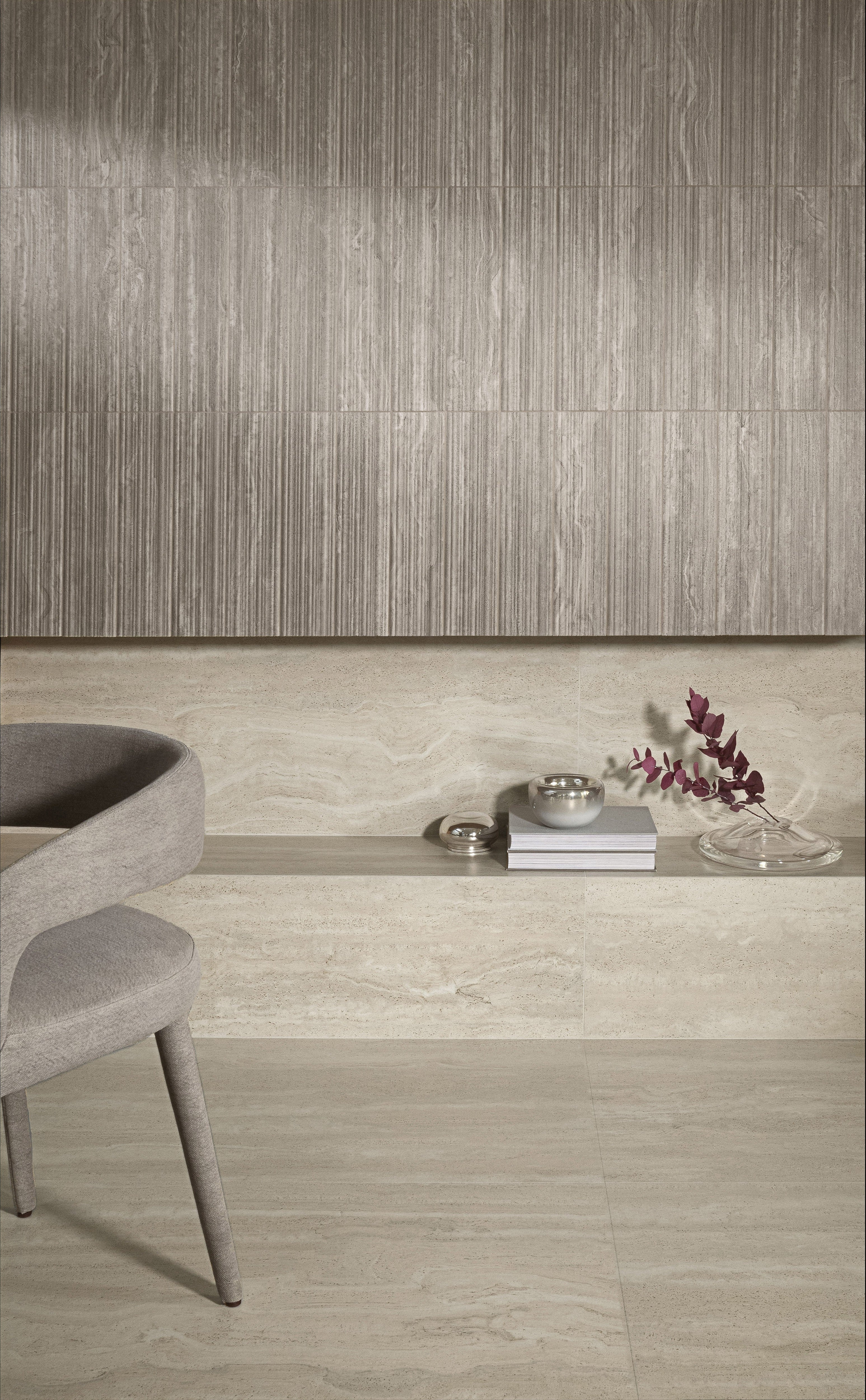 ETERNAL RADIANCE: Enduring Taupe Sculpted Field Tile (18"x48"x13.3-mm | matte | rectified)