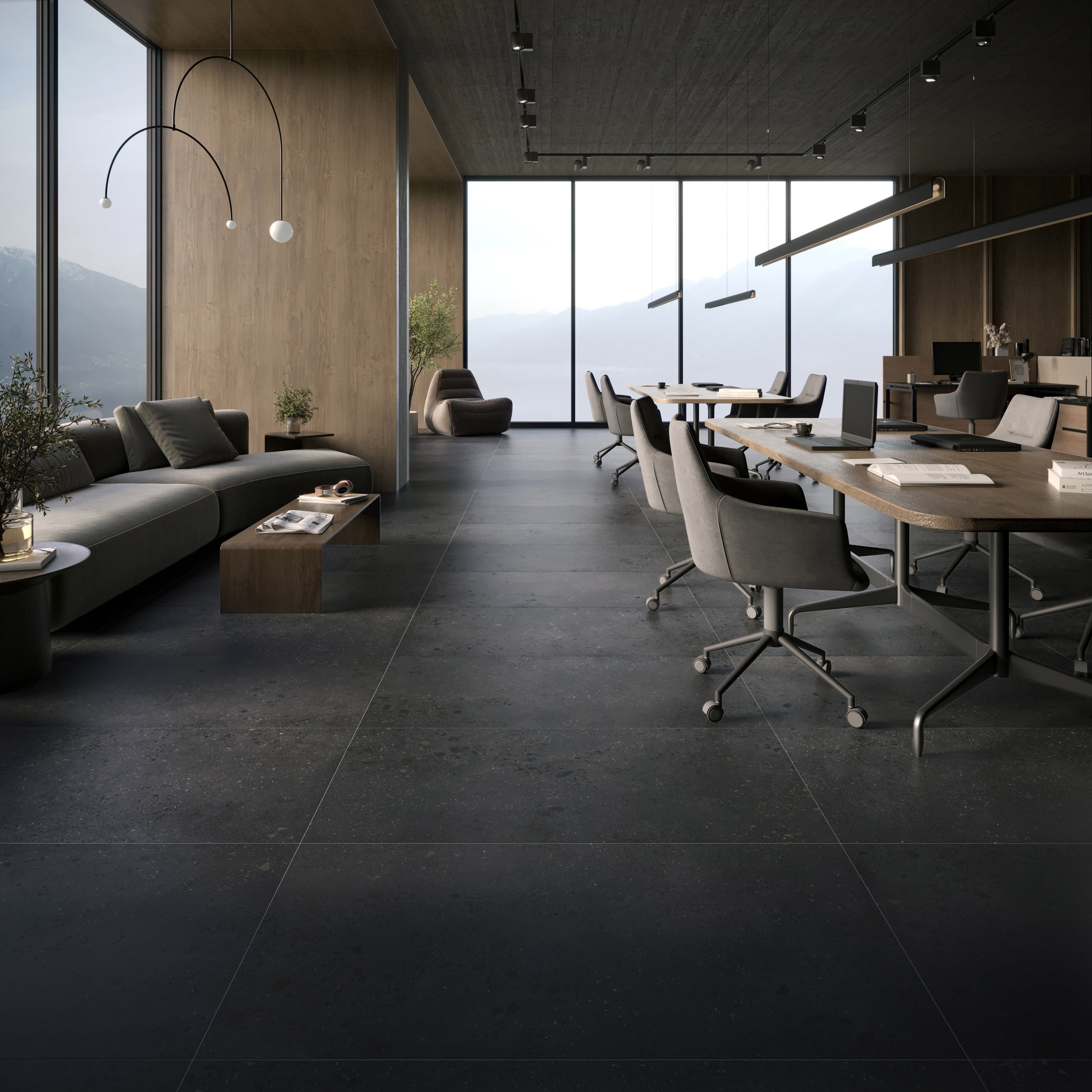 ETHEREAL ELEMENTS: Onyx Oasis Groved Field Tile (18"x48"x13.3-mm | matte | rectified)