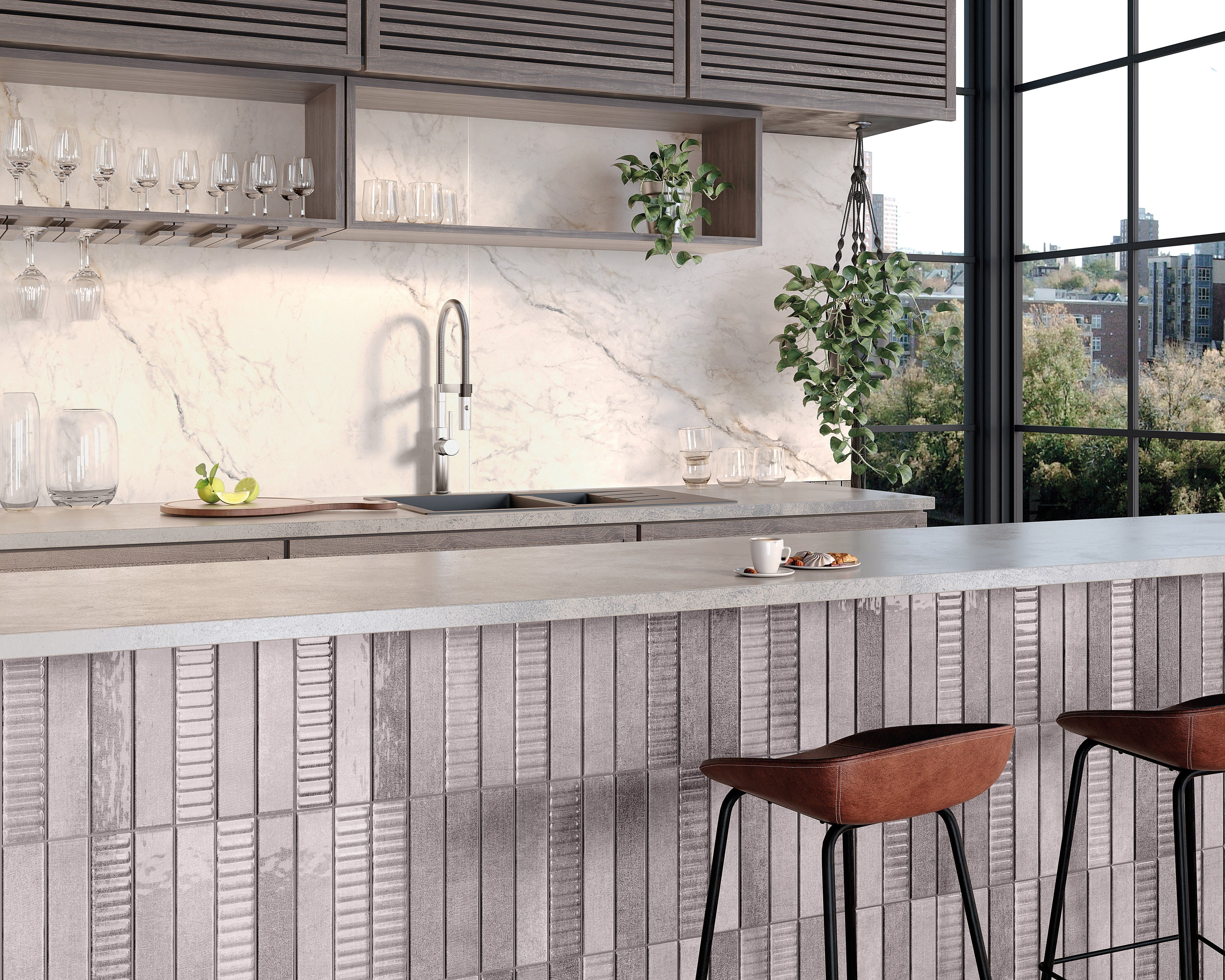 HARBOR LUMINESCENCE: Tempest Ascend Groved Field Tile (2"x10"x7-mm | glossy | pressed)