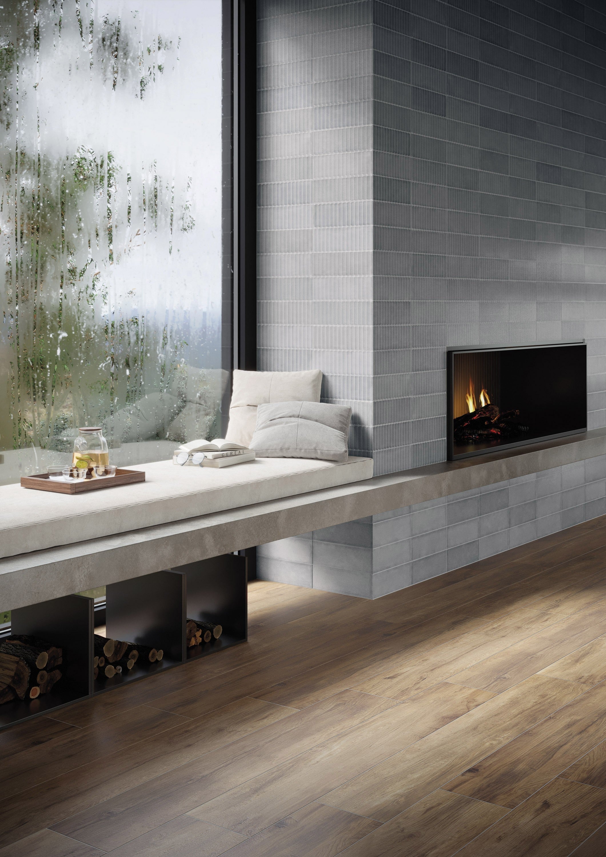 LUSTROUS LUMINARY: Azure Illumination Groved & Stacked Field Tile (12"x24"x9.5-mm | glossy | rectified)