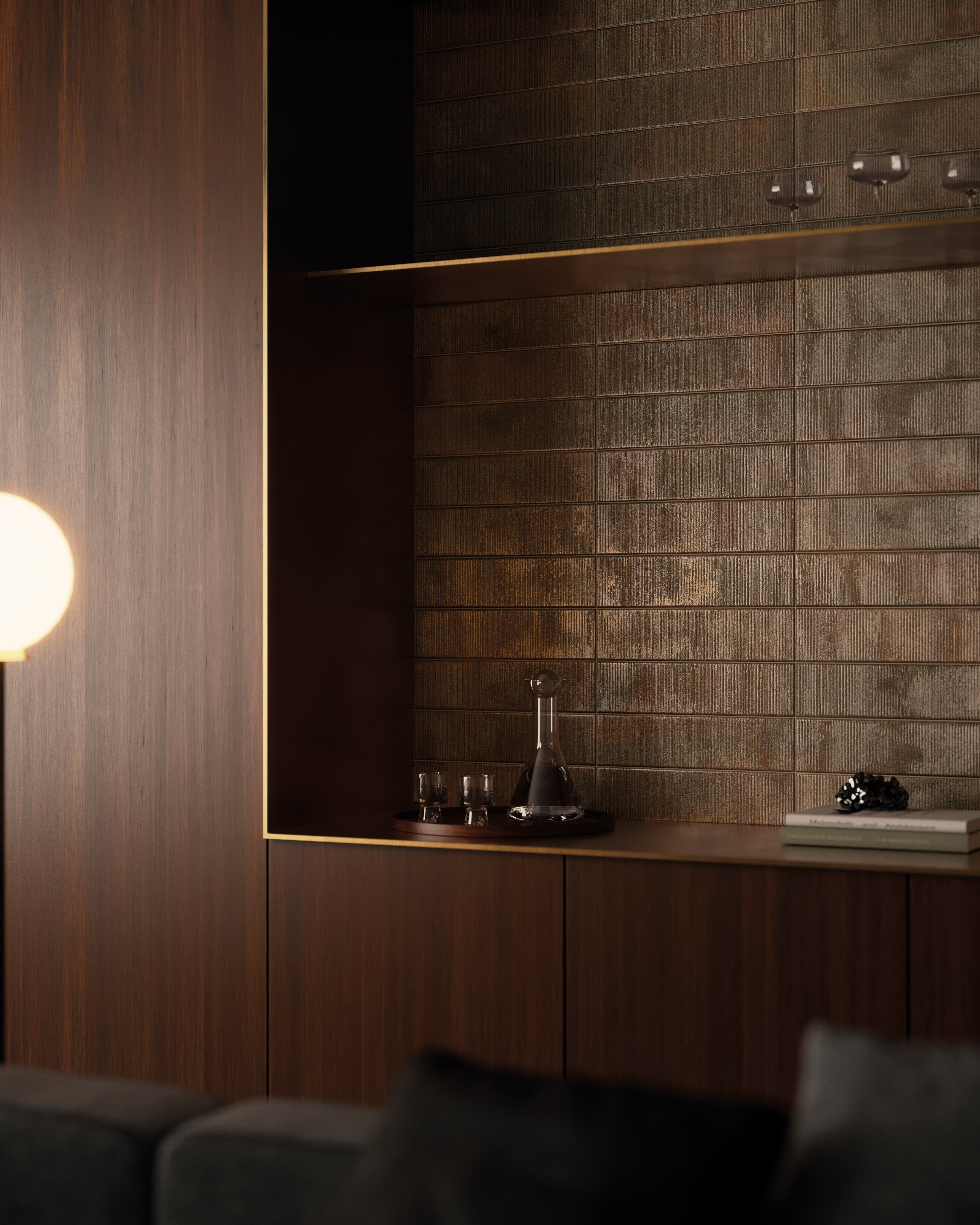 METALLIC REVERIE: Copper Fantasia Field Tile (4"x16"x7-mm | matte | pressed)