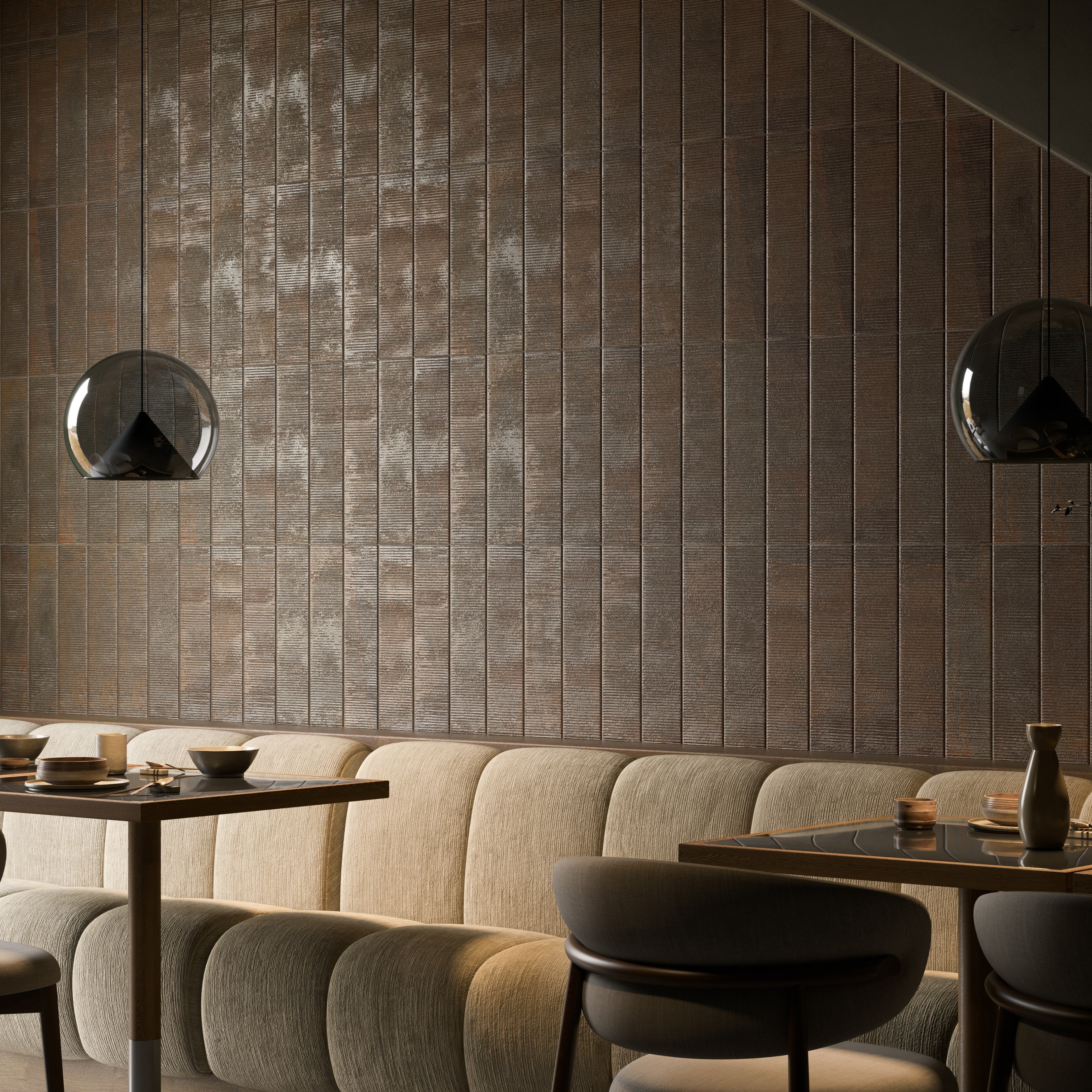 METALLIC REVERIE: Copper Fantasia Field Tile (4"x16"x7-mm | matte | pressed)