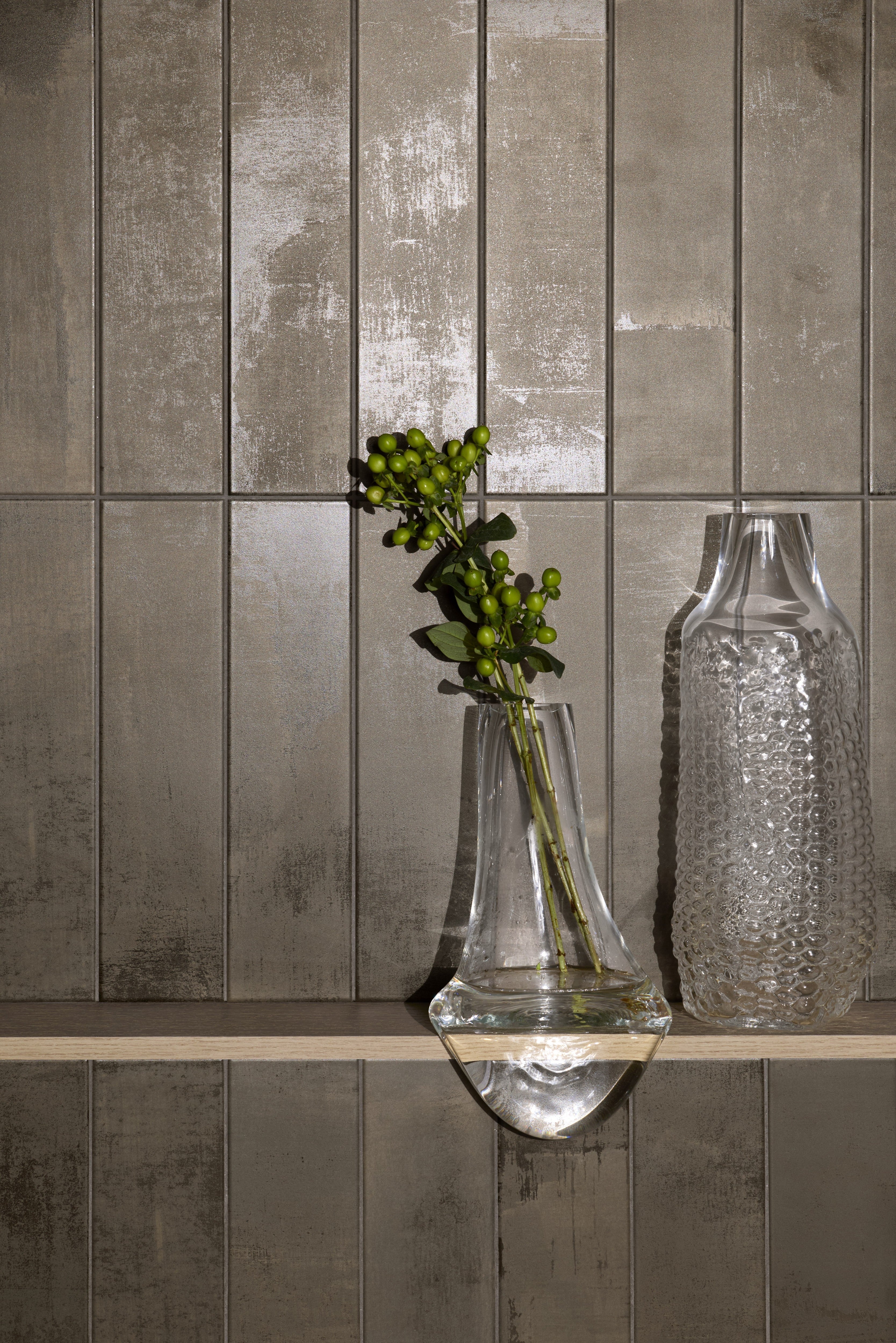 METALLIC REVERIE: Iron Illusion Field Tile (4"x16"x7-mm | matte | pressed)