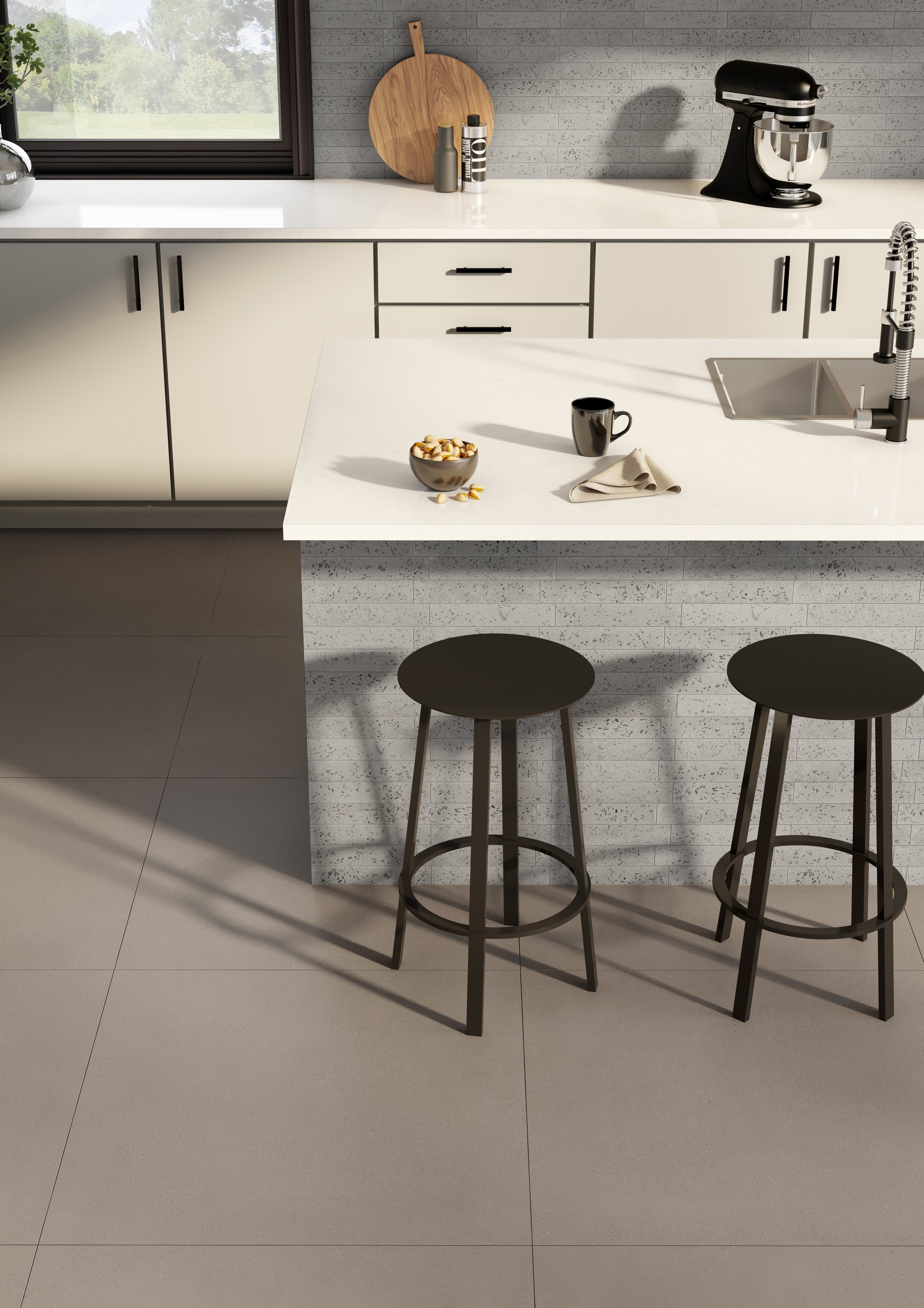 PASTEL PAVILION: Foggy Freeway Straight Stack 2X2 Mosaic (12"x12"x8-mm | natural | rectified)