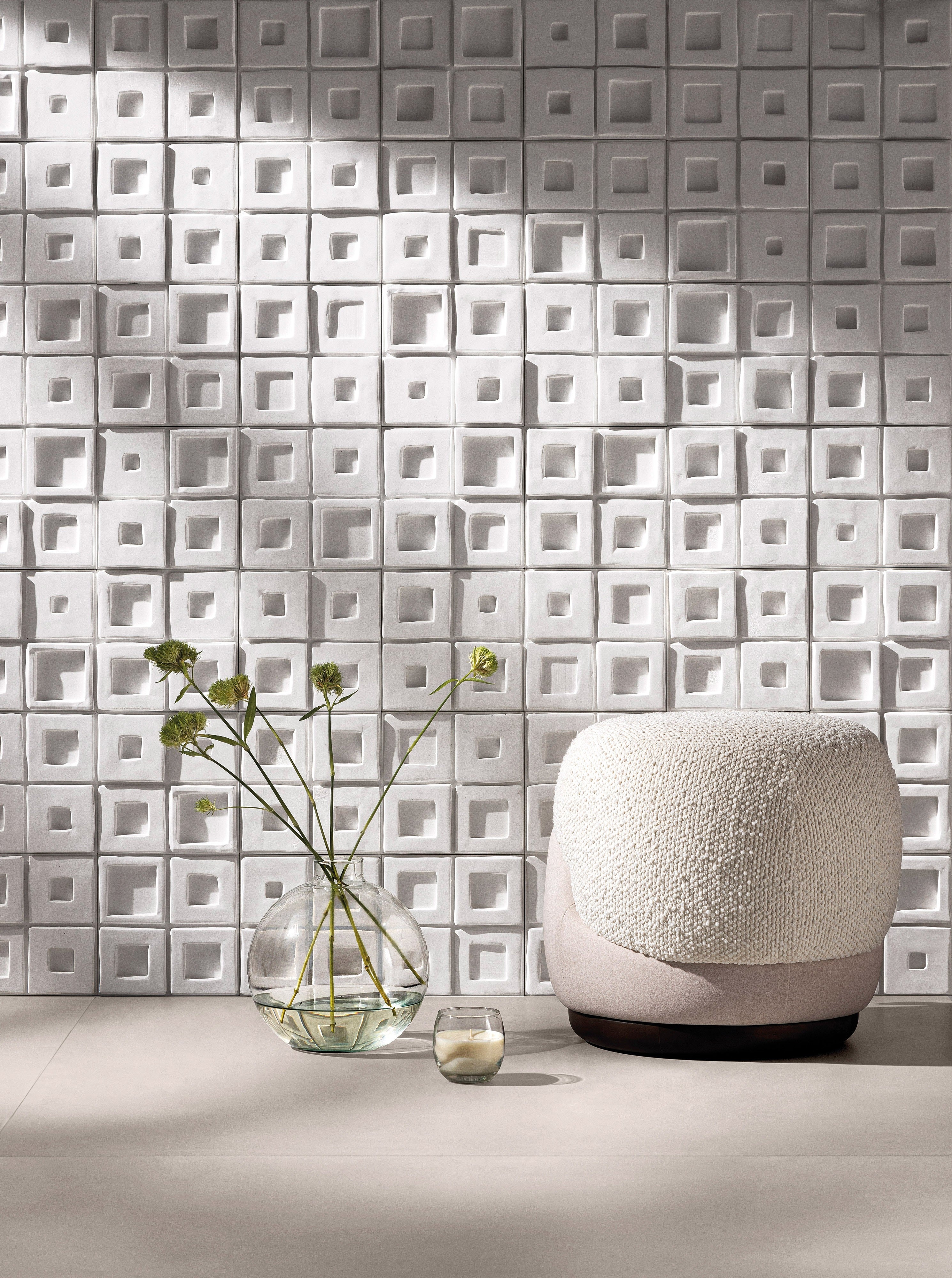 PRISTINE ELEGANCE: White Wonder Embossed Field Tile (8"x8"x20-mm | matte | pressed)