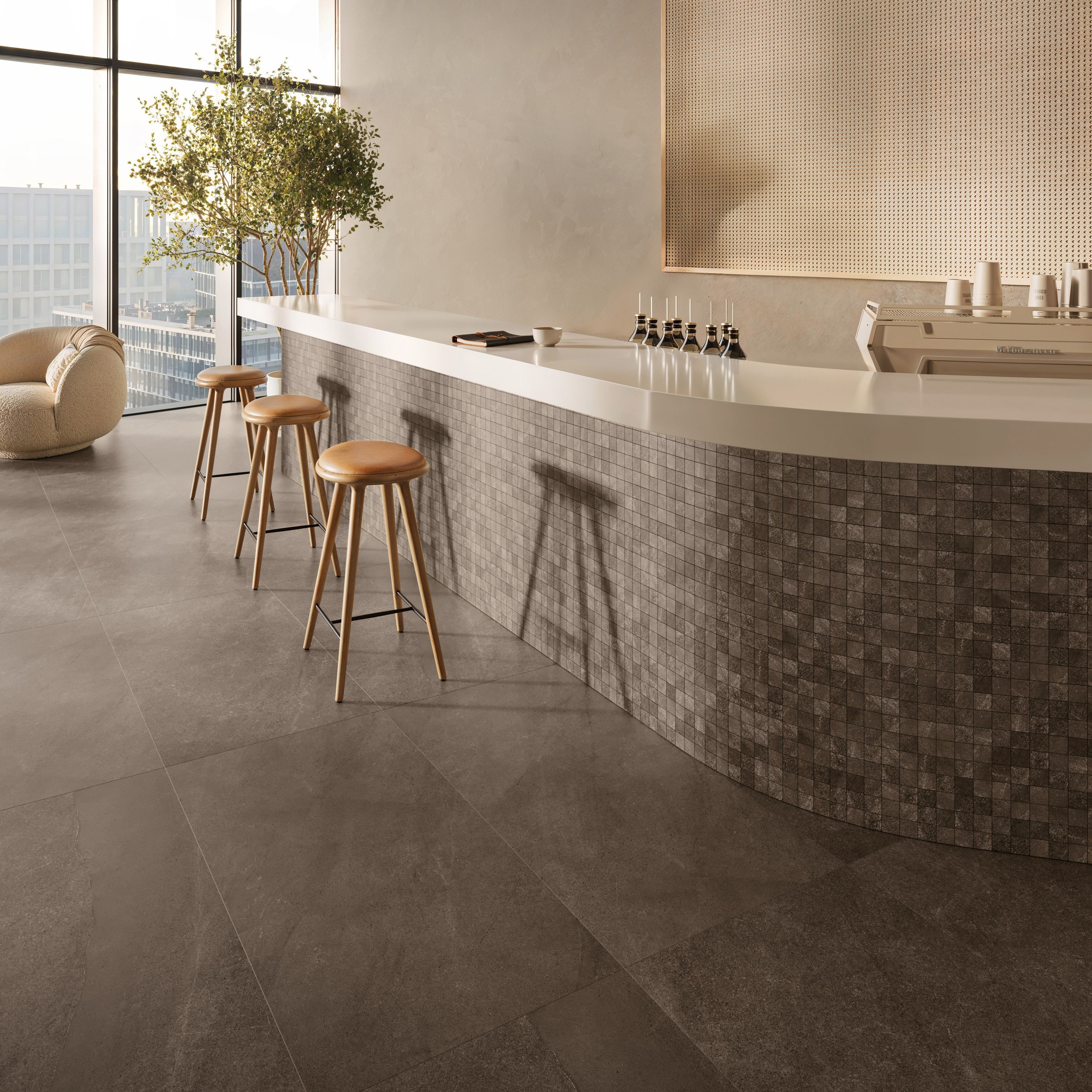 SANTORINI SERENITY: Oia Ochre Straight Stack 1.5X1.5 Mosaic (12"x12"x8-mm | natural | rectified)