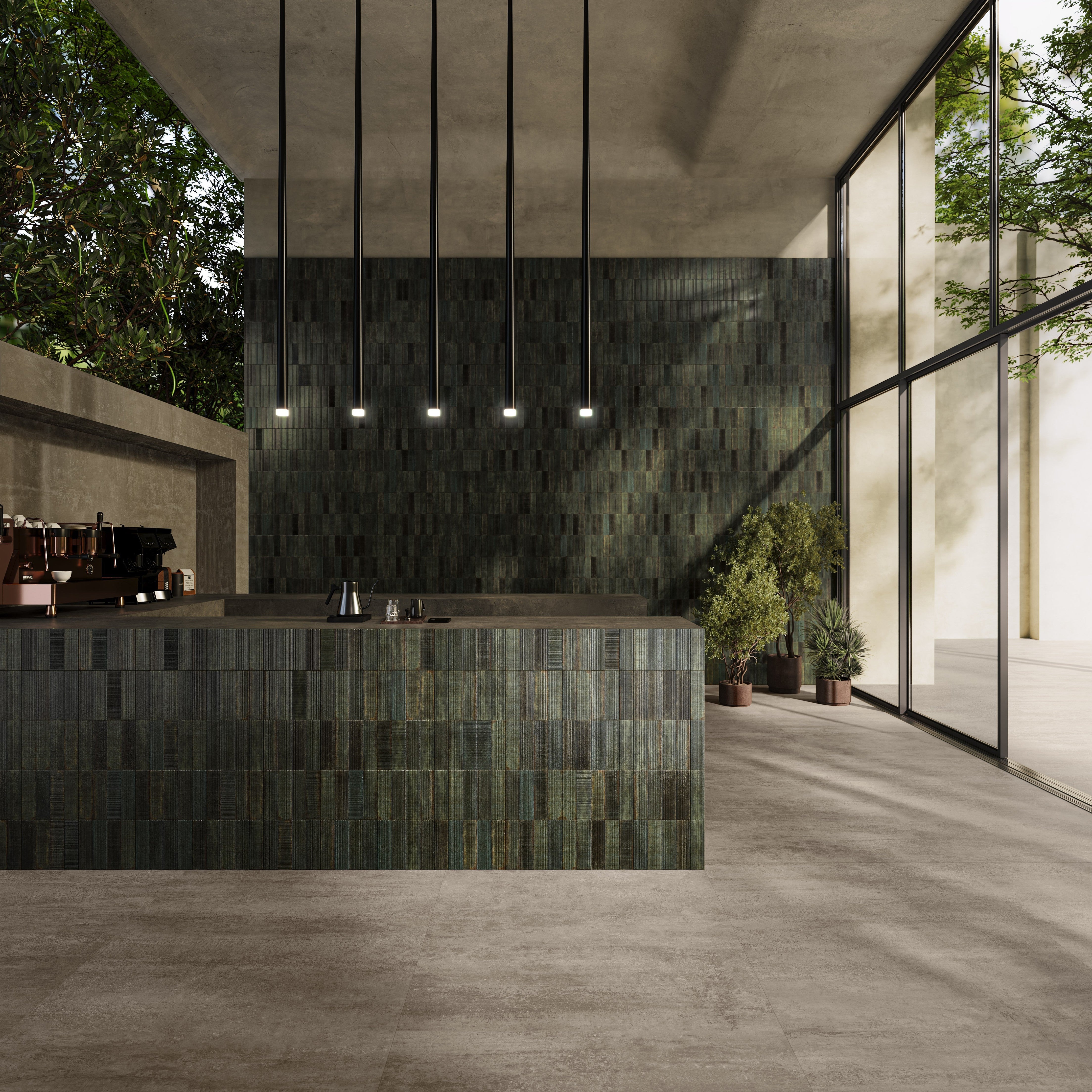 SCULPTED HARMONY: Olive Harmony Textured Field Tile (2 1/2"x9"x9.5-mm | glossy | pressed)