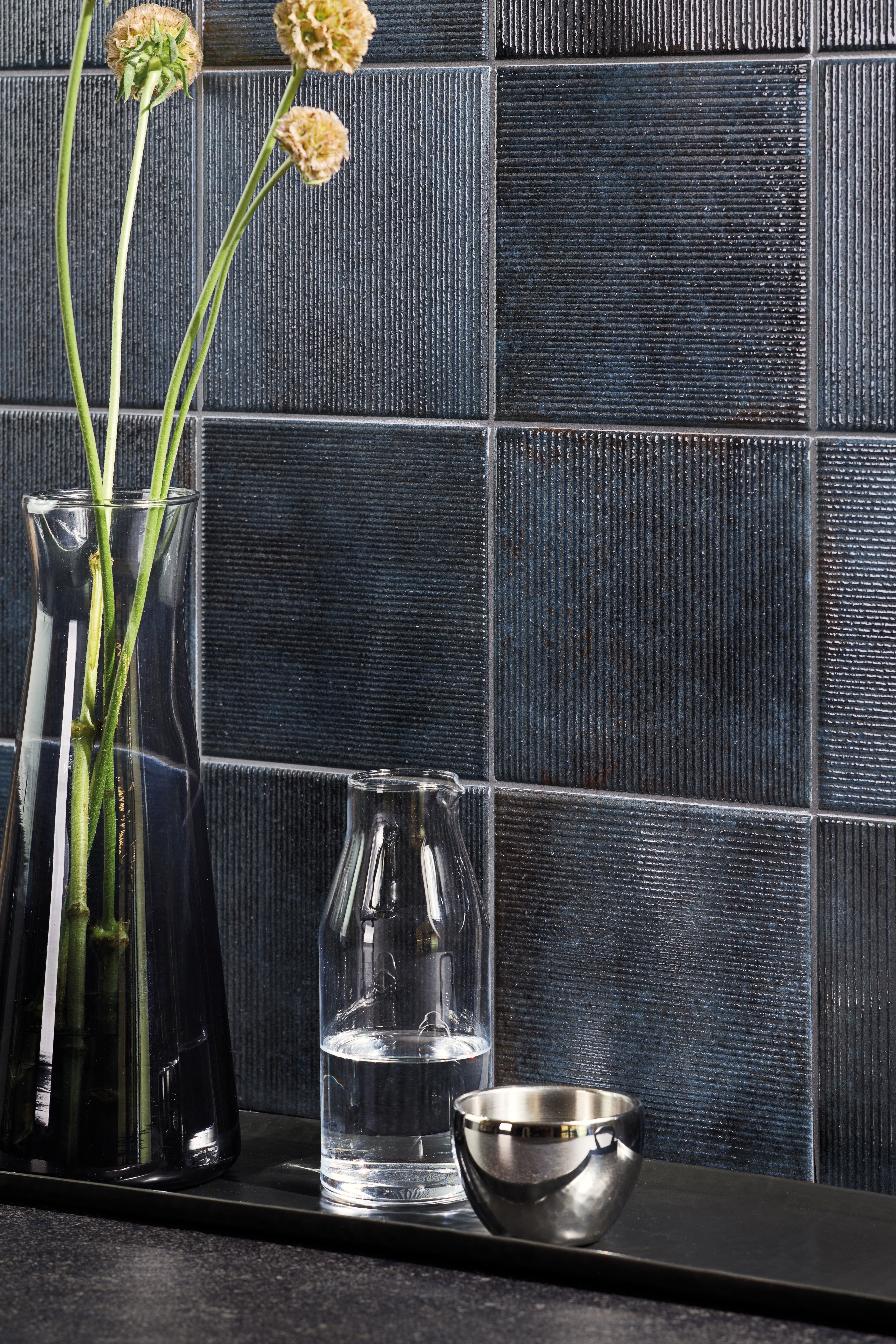 SCULPTED HARMONY: Sapphire Harmony Textured Field Tile (2 1/2"x9"x9.5-mm | glossy | pressed)