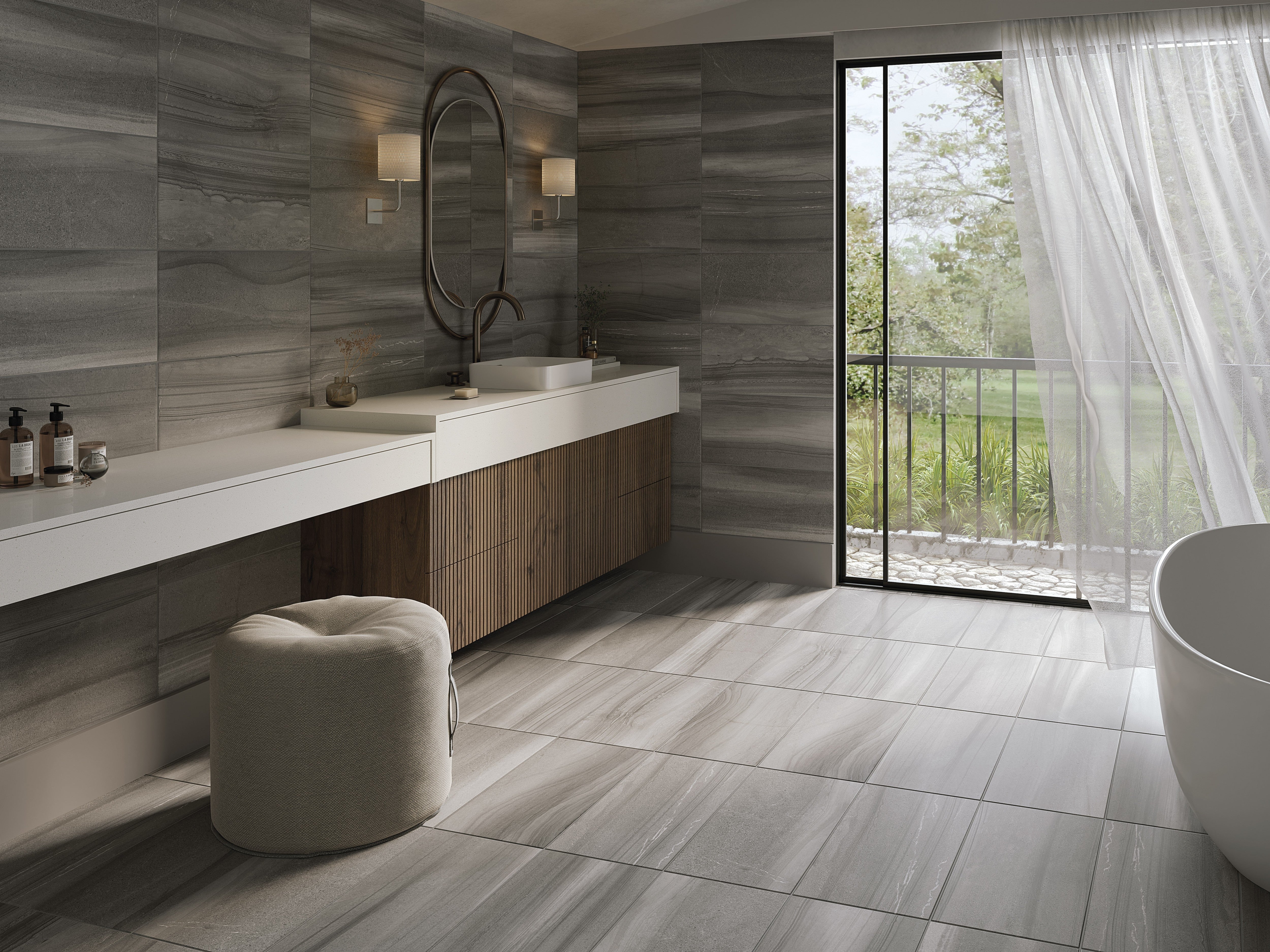 SILHOUETTE SANDS: Chateau Shadows Bullnose Trim (3"x12"x8-mm | natural | pressed)