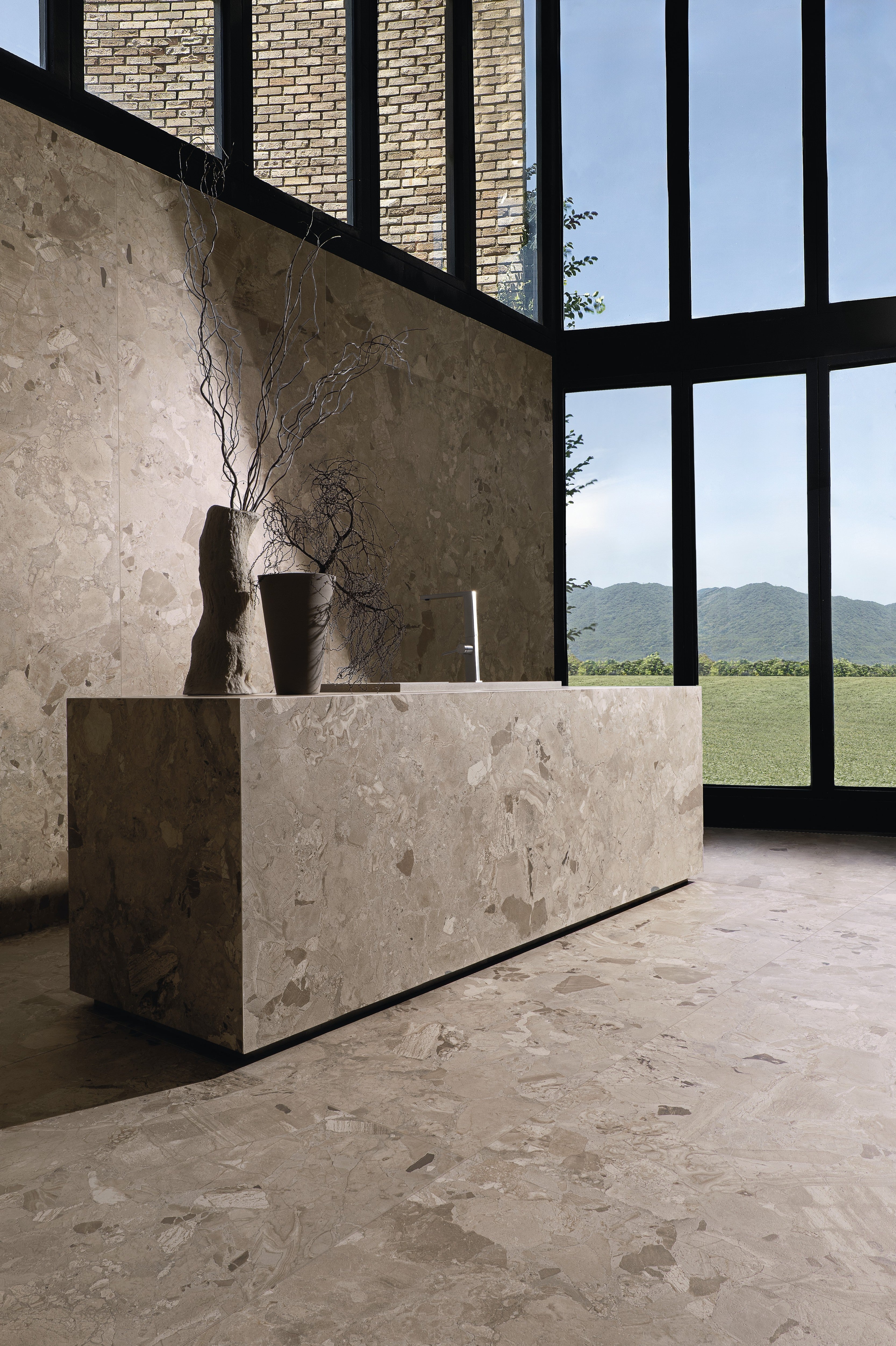 STONEWORK SONATA: Mocha Minuet Straight Stack 1.5X1.5 Mosaic (12"x12"x8.5-mm | natural | rectified)