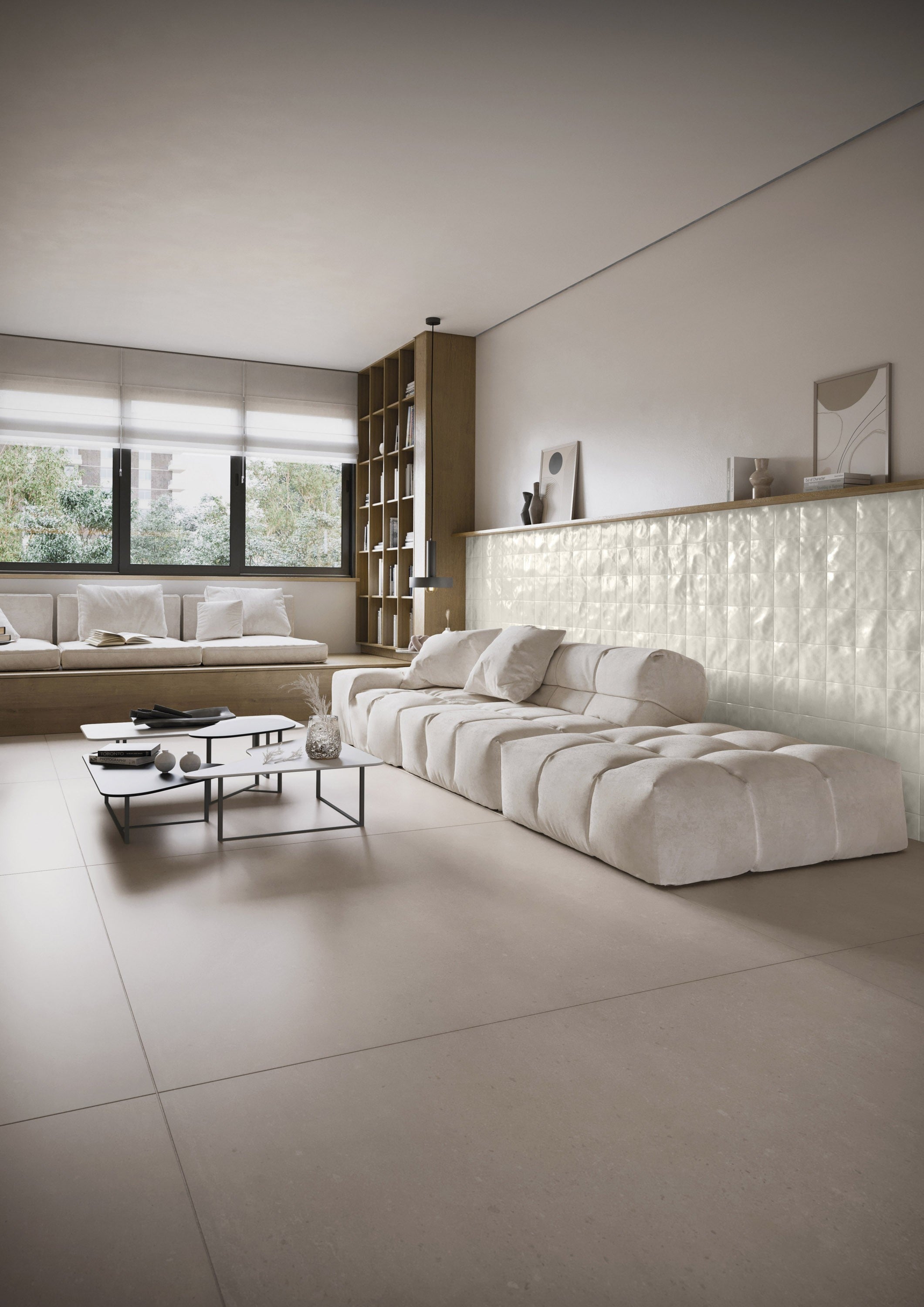 URBAN ECHOES: Lunar Lustre Straight Stack 2X2 Mosaic (12"x12"x8-mm | natural | rectified)