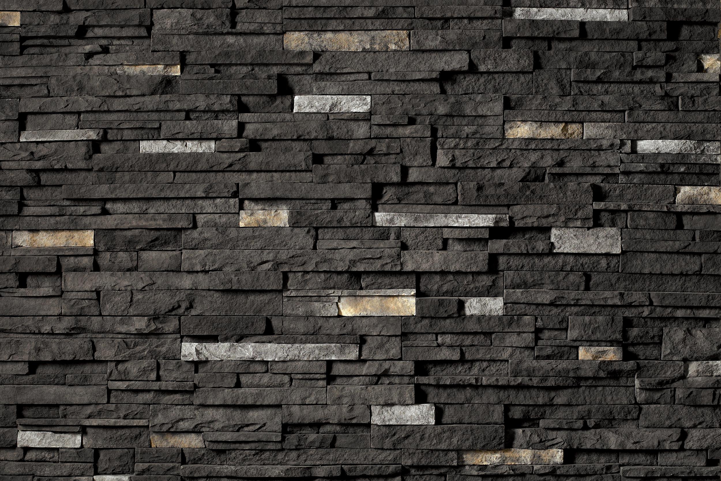 Pro-Fit Alpine Ledgestone Black Rundle wall panels by Cultured Stone, primary product image. Premium stone veneer for exterior and interior walls.