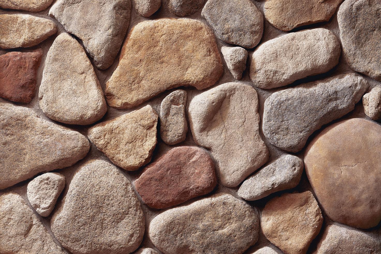 River Rock Earth Blend wall panels by Cultured Stone, primary product image. Premium stone veneer for exterior and interior walls.