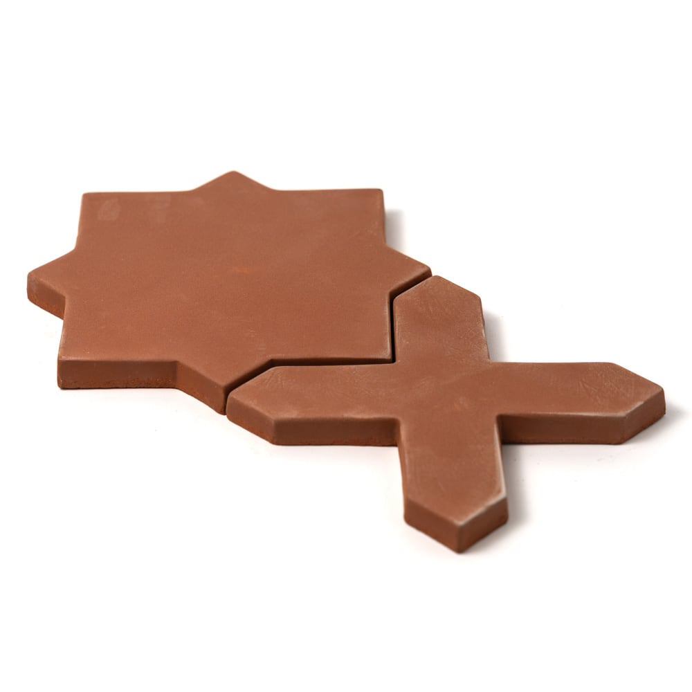 Brown Star And Cross Pattern Terracotta Accent Tile (10"Γ10"Γ3/8" | matte | straight cut)