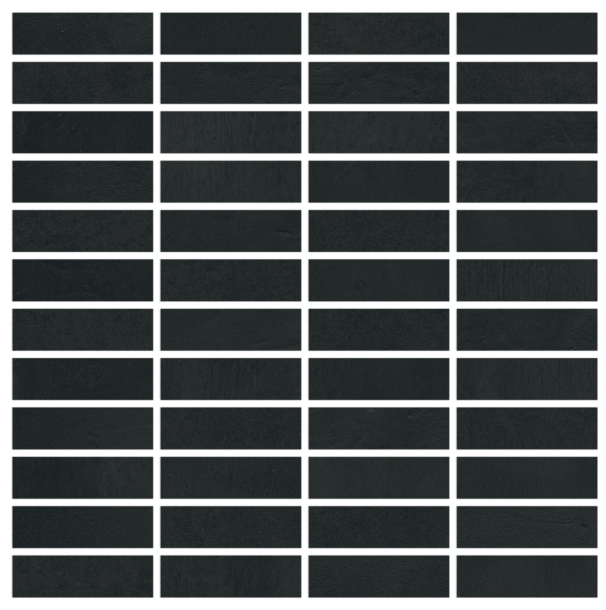 Vision Color Star Black porcelain mosaic, top-down product view, 12"×12"×11/32" size. Premium porcelain for floors and walls.