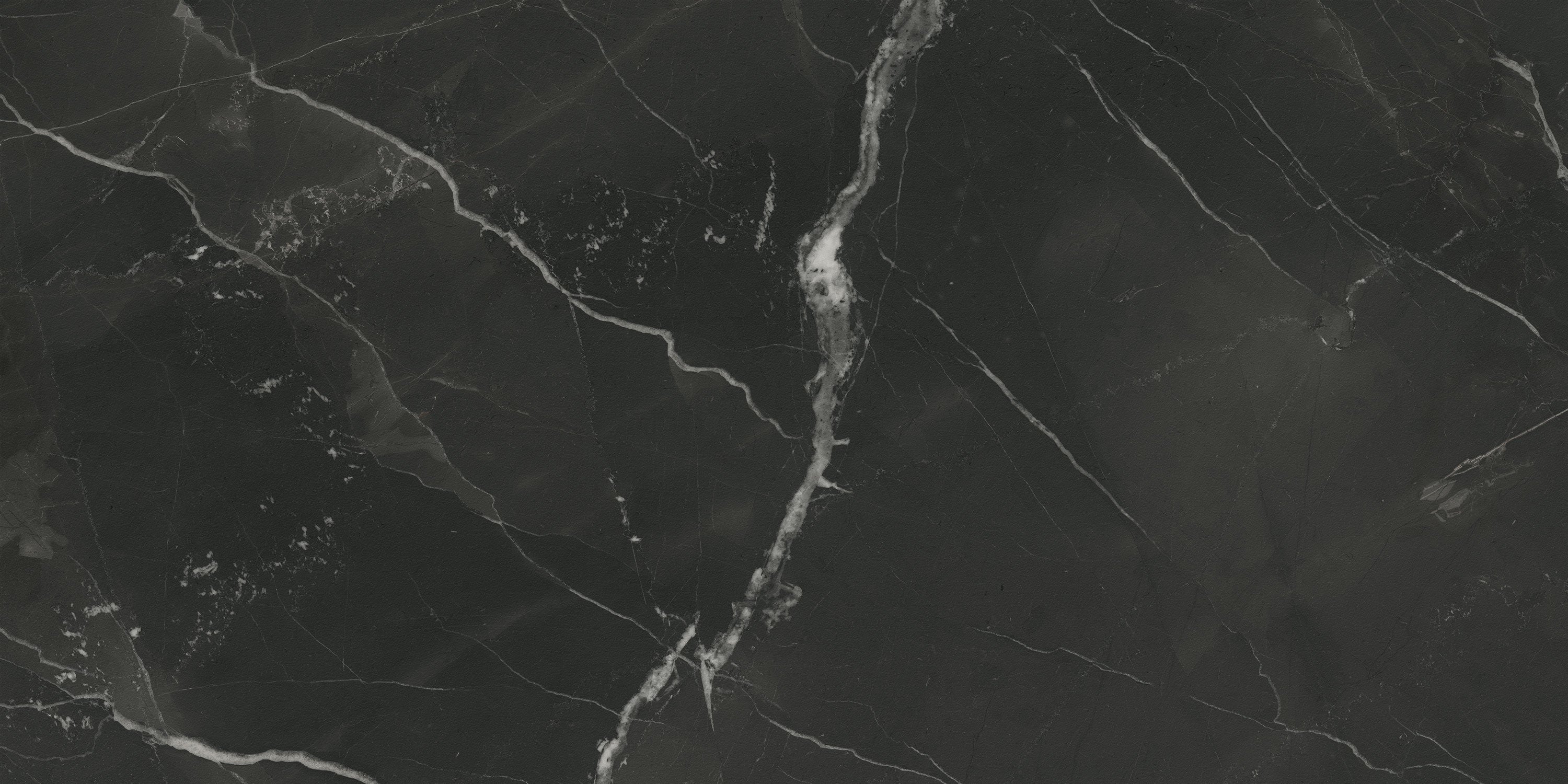 CHARME EVO Calacatta Black porcelain field tile, top-down product view, 12"×24"×11/32" size. Premium porcelain for floors and walls.