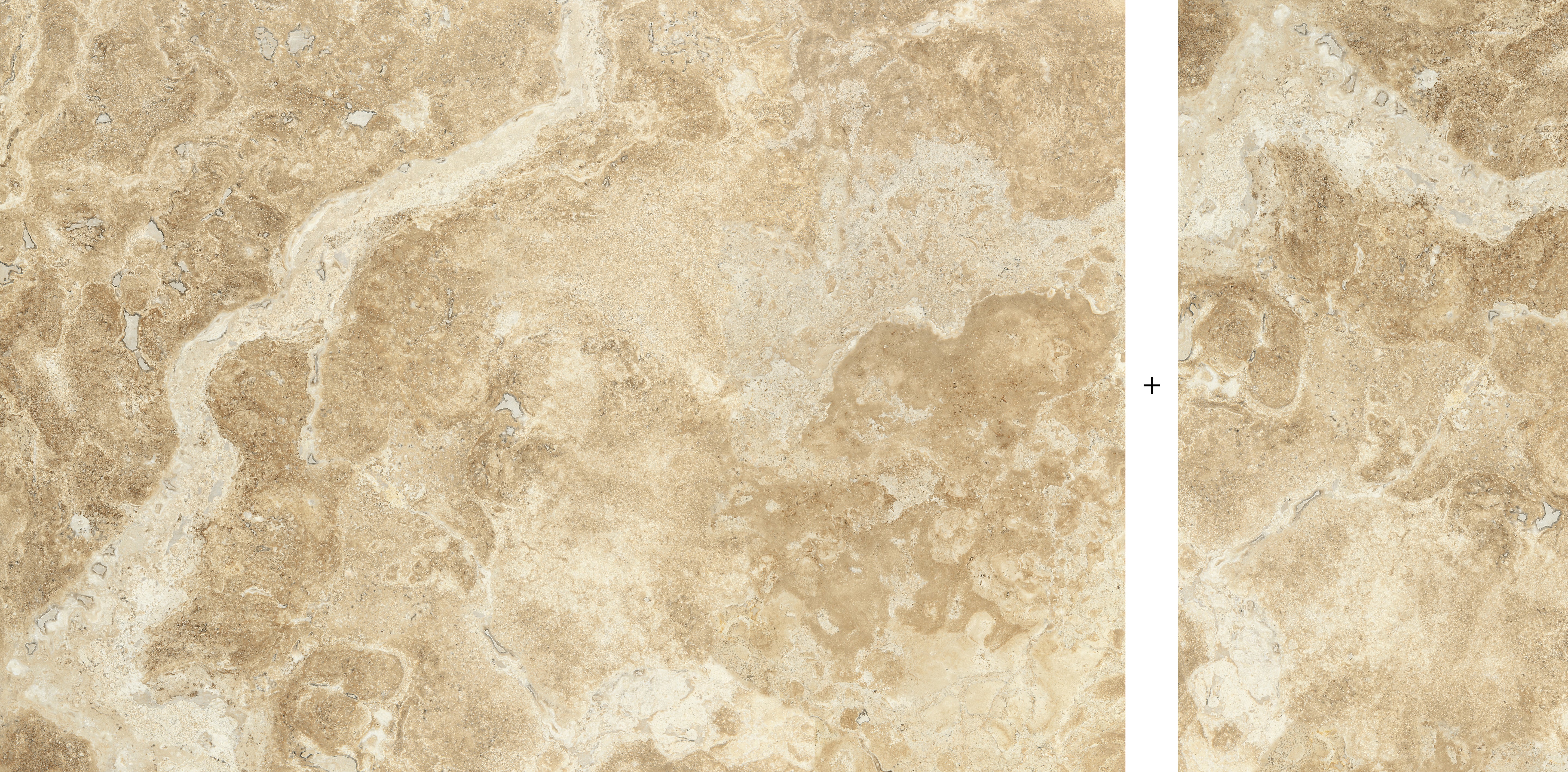 FRONTIER20 Cross Cut Cream porcelain pavers, top-down product view, 2 pcs / 7.75 sqft / 0.7874" thick size. Premium porcelain for floors and walls.