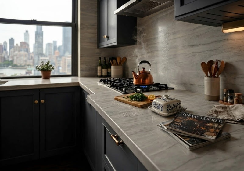 Quartzite Slabs Bianco Superiore quartzite slabs, top-down product view. Premium quartzite for floors and walls.