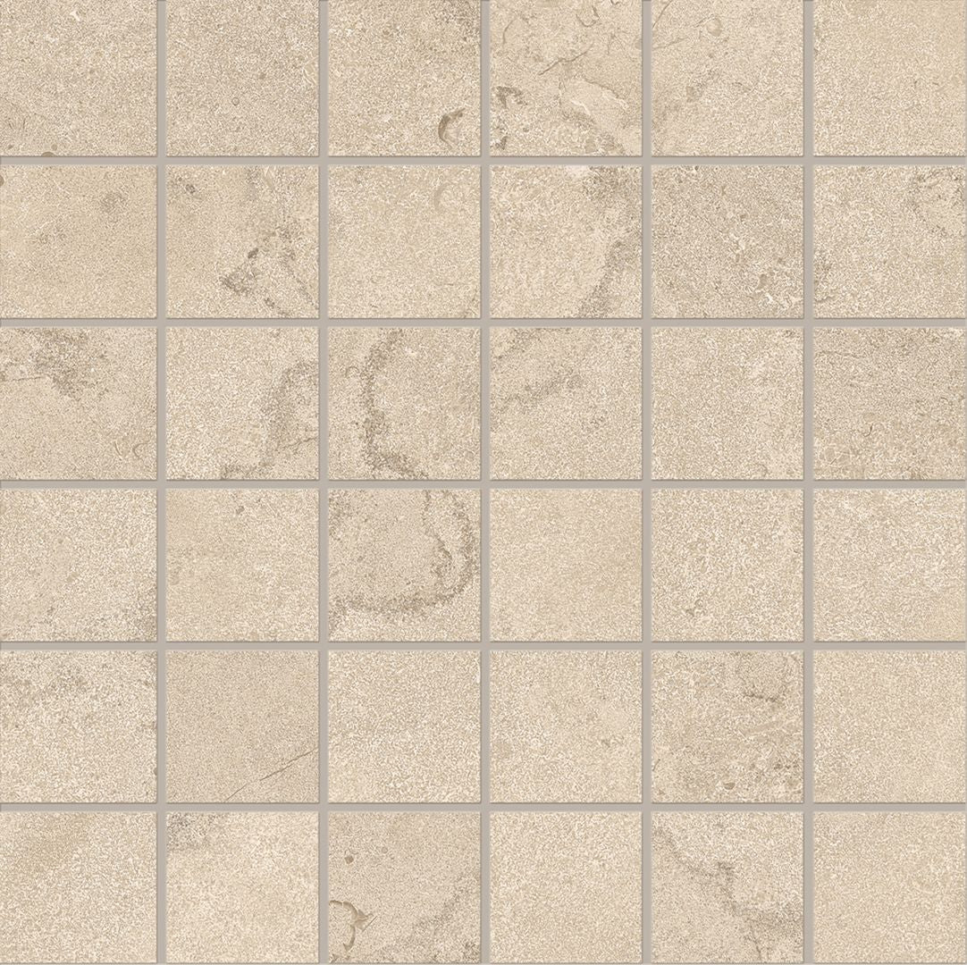 Portland Stone SAND porcelain mosaic tile by Emil, naturale finish, 8"x12" size. Premium Italian porcelain for floors and walls.
