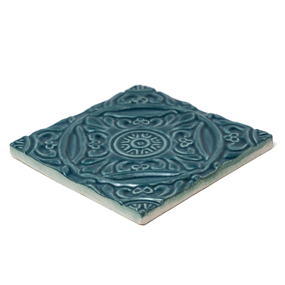 Mar Medallion Ceramic Deco Tile (6"×6"×3/8" | rugged | straight cut)