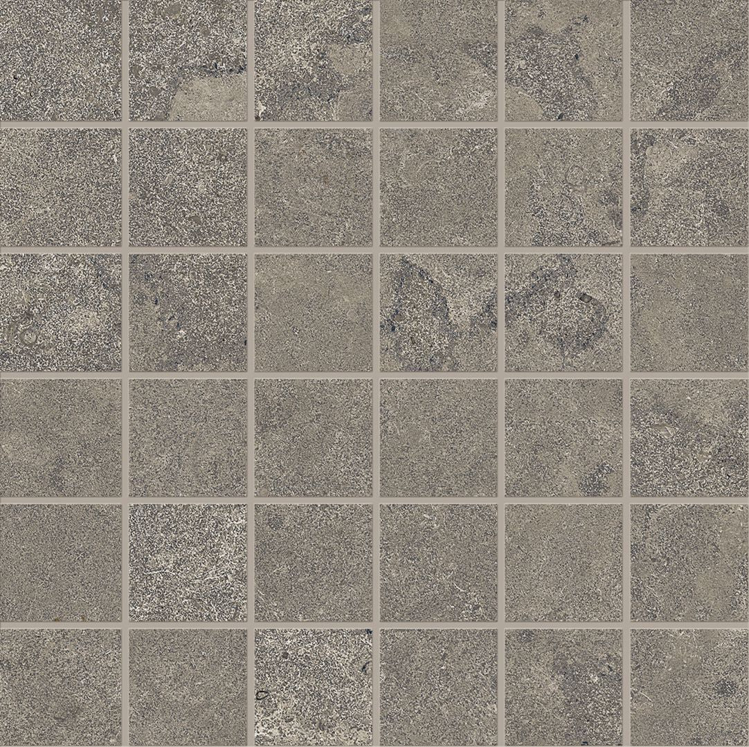 Portland Stone ANTHRACITE porcelain mosaic tile by Emil, naturale finish, 8"x12" size. Premium Italian porcelain for floors and walls.