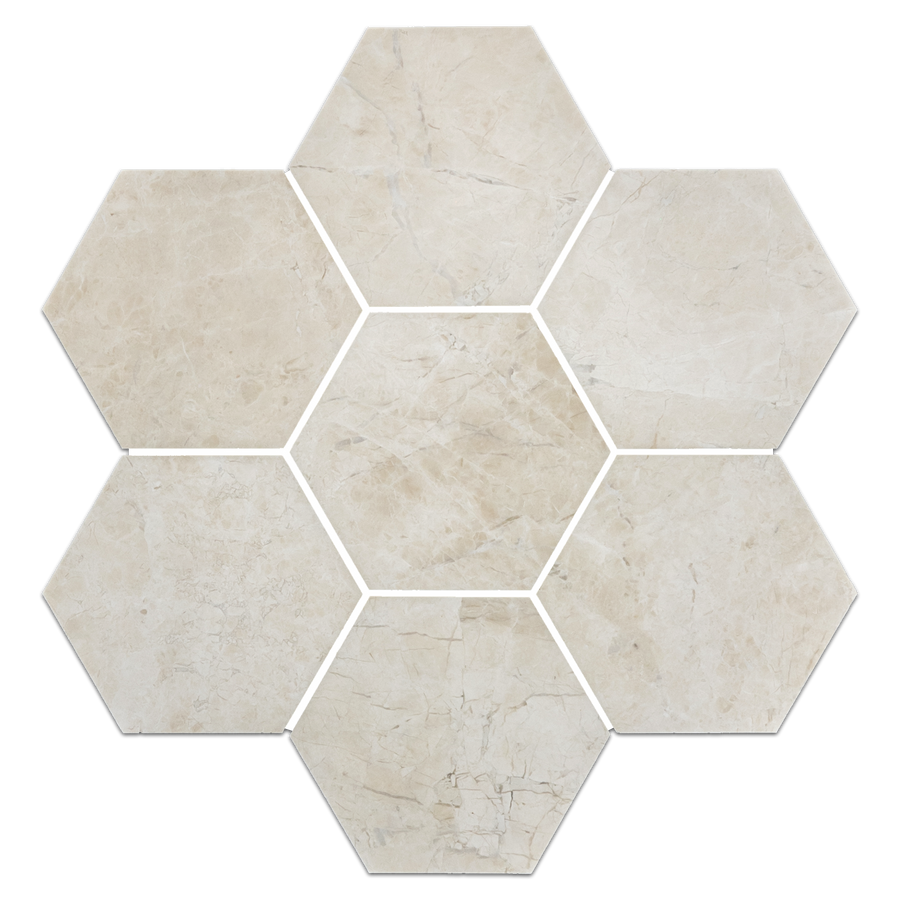 VANILLA ROYALE: 2" Hexagonal Marble Field Mosaic (11 7/8"X12 3/8"X3/8" | Honed)
