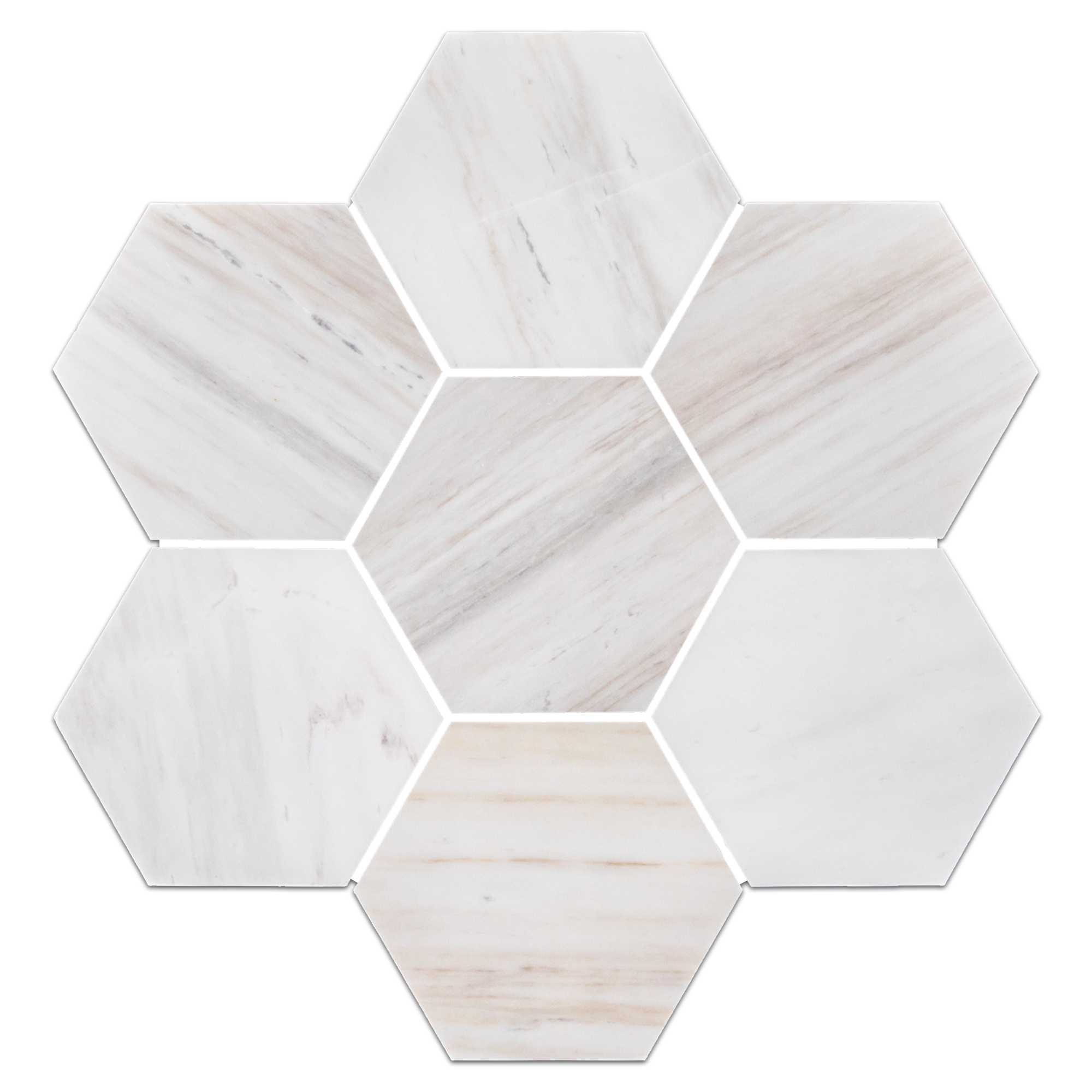 VENA D ORO: 2" Hexagonal Marble Field Mosaic (11 5/8"x12 1/4"x3/8" | honed)