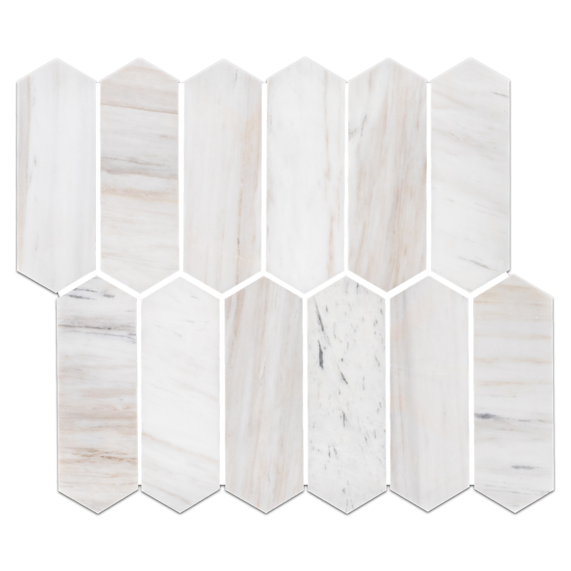 VENA D ORO: 2X6 Picket Marble Field Mosaic (12 1/4"x12 3/8"x3/8" | honed)