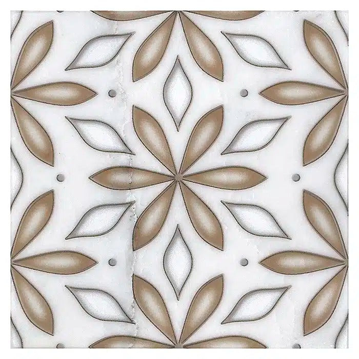 eloise camel carrara blanco natural marble deco tile 6x6 surface group stone impressions