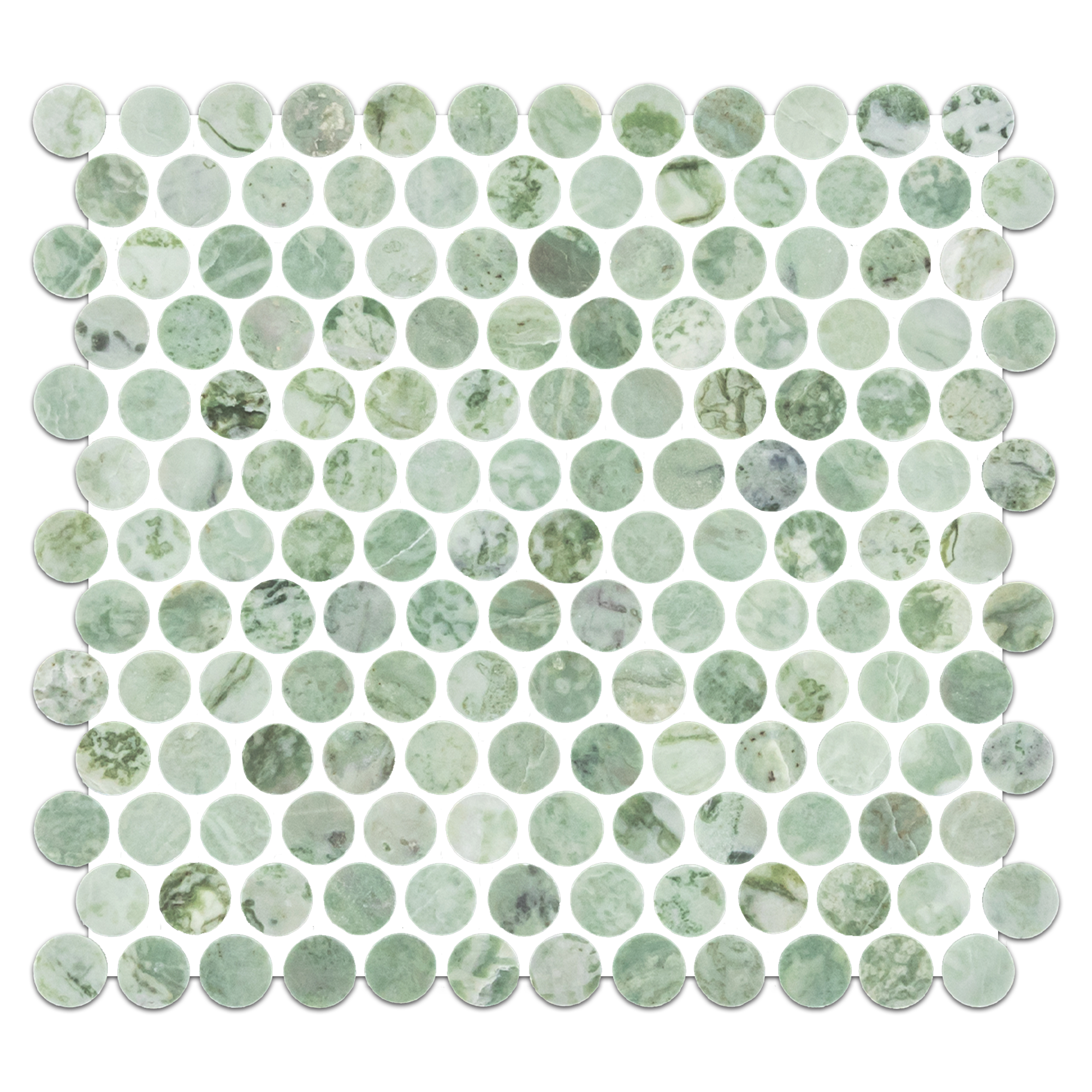Elon Emerald Green Marble 1 Penny Rounds Field Mosaic 11.5625x12.875x0.375 Honed SM1014H Surface Group International Product