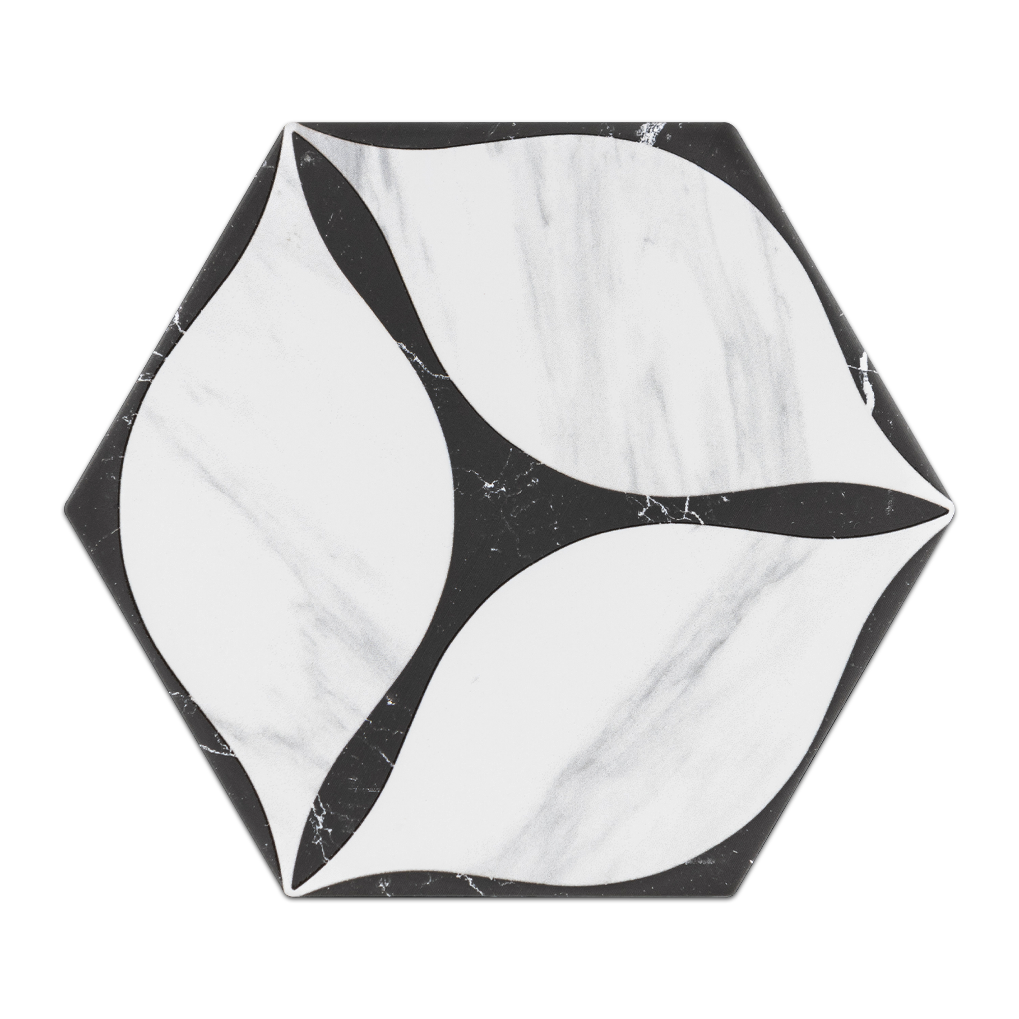 Hexeight Corola Black Porcelain Hexagon Field Tile | 8