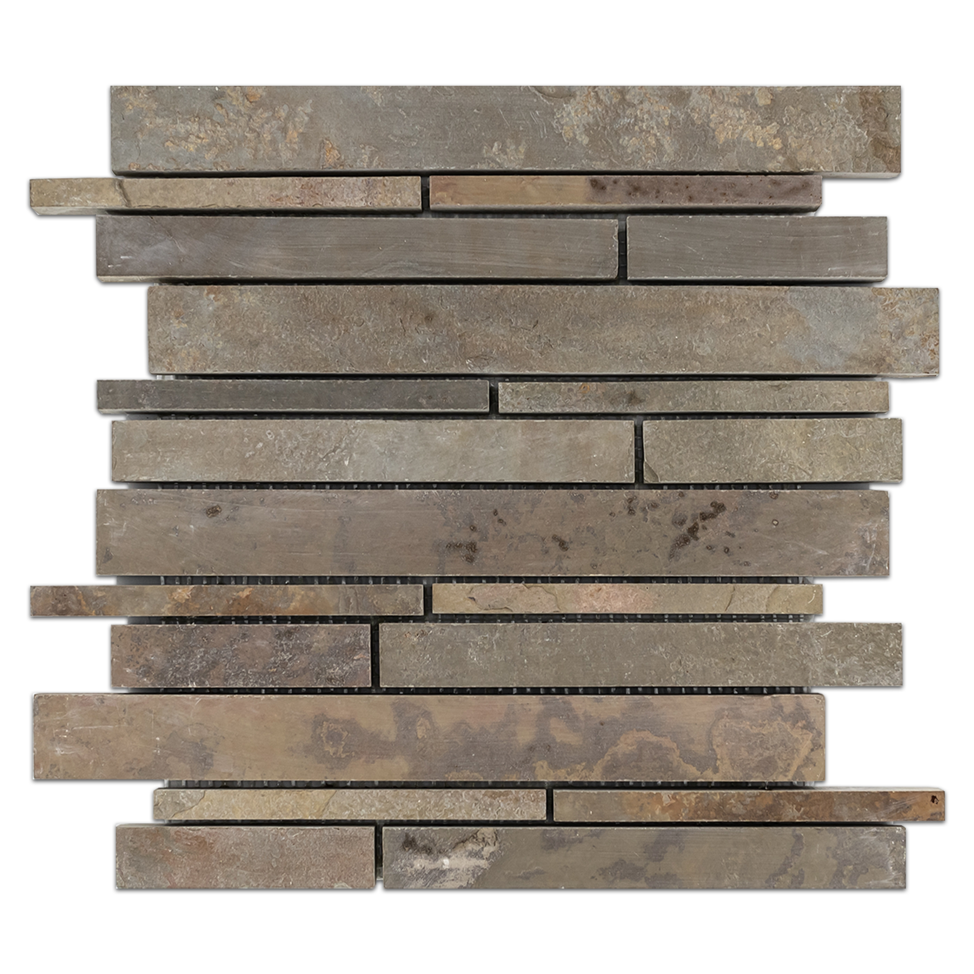 Elon Lotus Multicolor Slate Random Strip Field Mosaic 11.75x12x0.375 Honed/Cleft SL2111A Surface Group International Product
