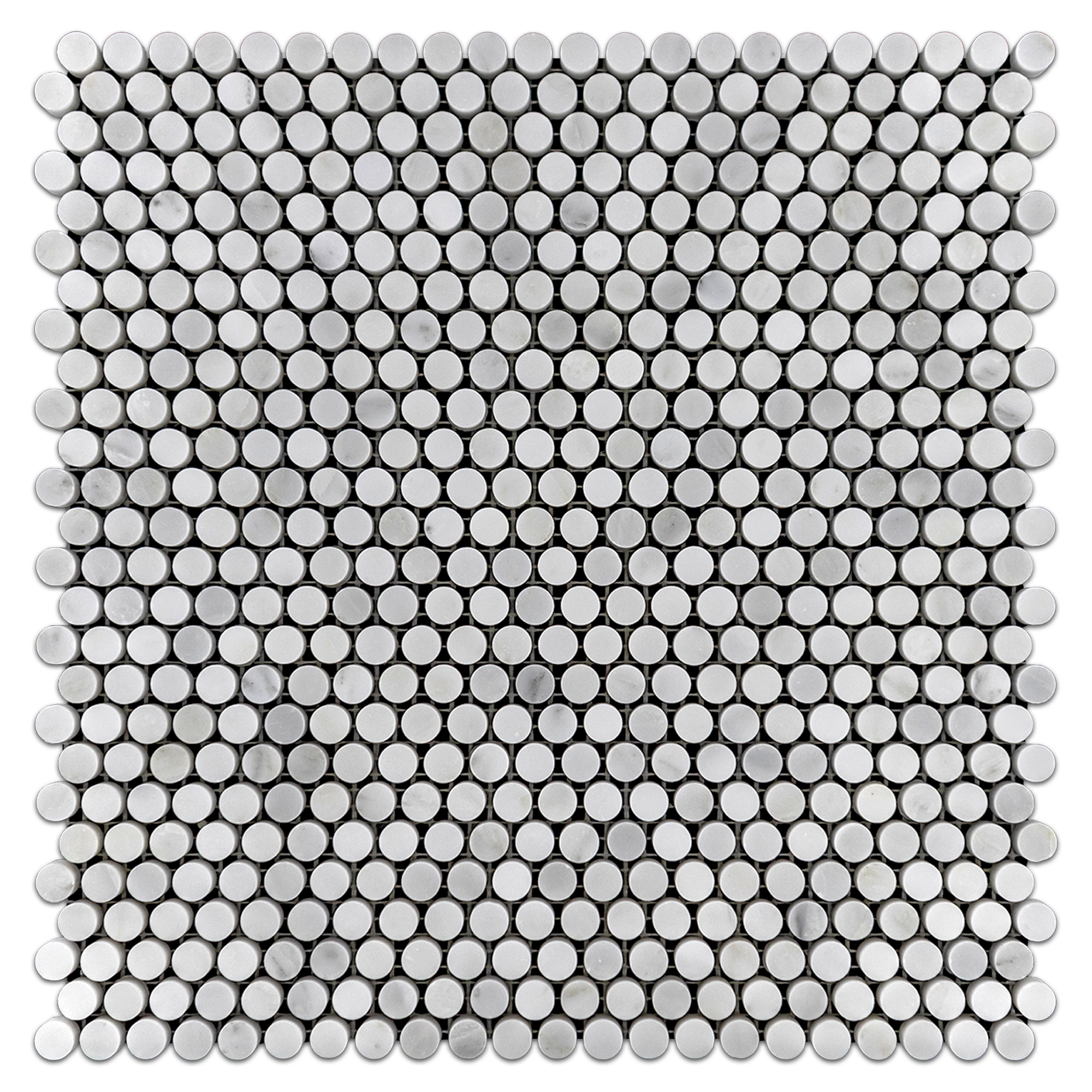 Elon Pearl White Marble Penny Rounds Field Mosaic Tile 12.0625x12.375x0.375 Polished - Surface Group International