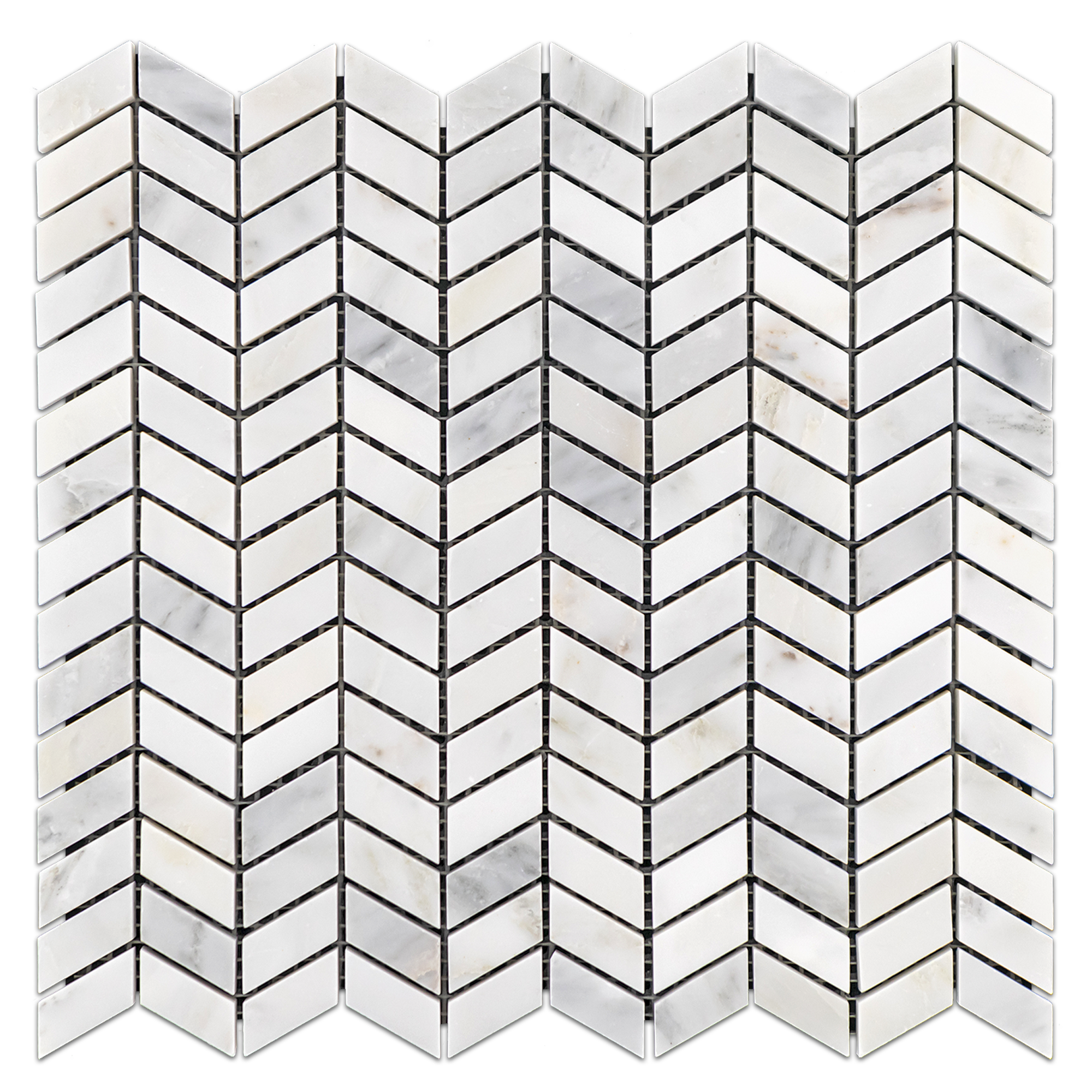 Elon Pearl White Marble Petite Chevron Field Mosaic 11.5x12.1875x0.375 Honed - Surface Group International Product